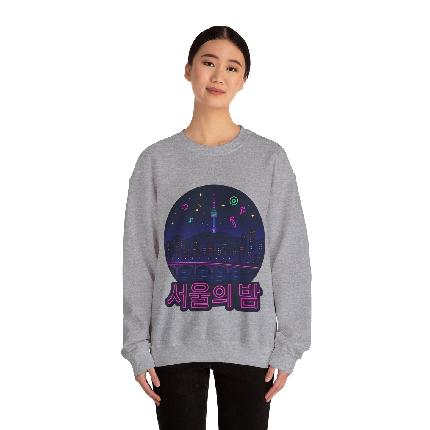 K-Pop Night Crewneck Sweatshirt - Cozy Unisex Top for Fans, Music Lovers, Gift for Birthdays, Concerts, Casual Wear, Seoul Vibes