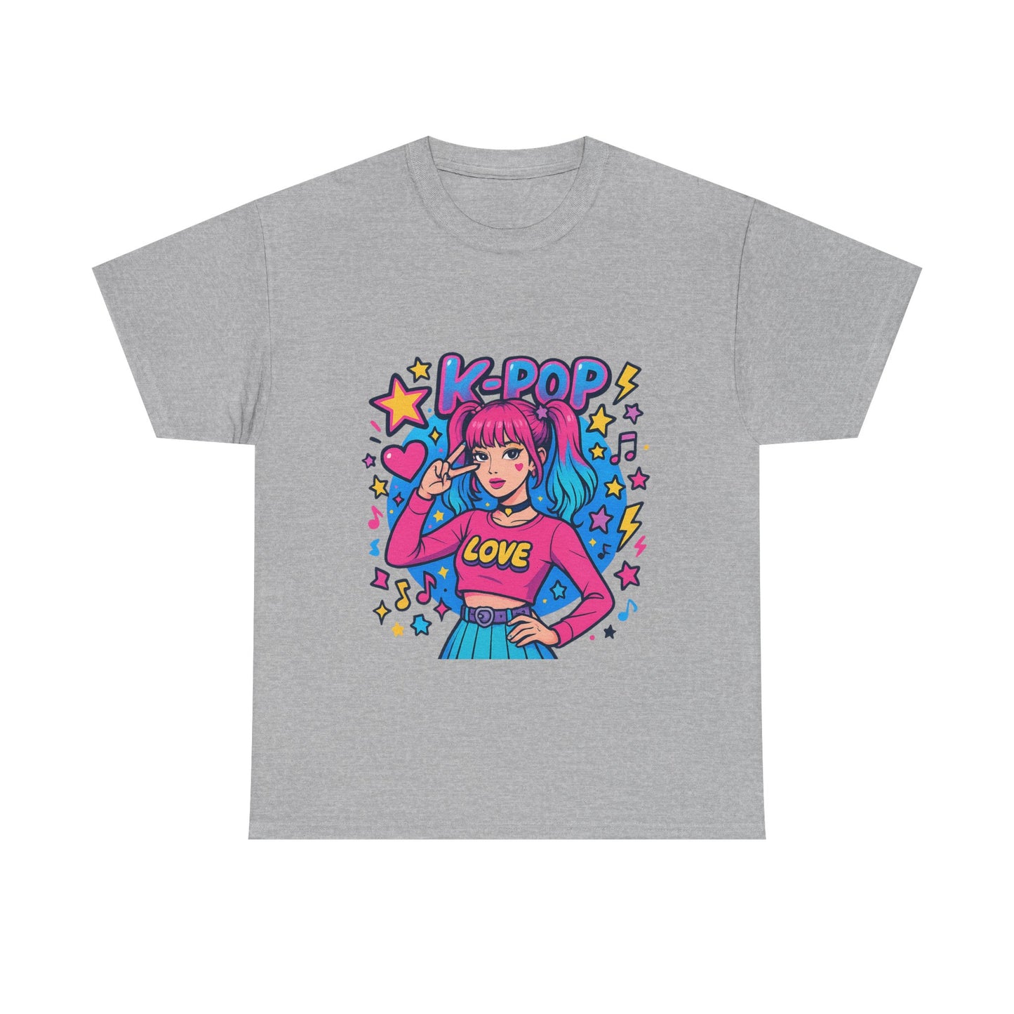 K-Pop Inspired Unisex Heavy Cotton Tee, Trendy T-Shirt, Music Lover Gift, Stylish Outfit, Casual Wear, Concert Apparel