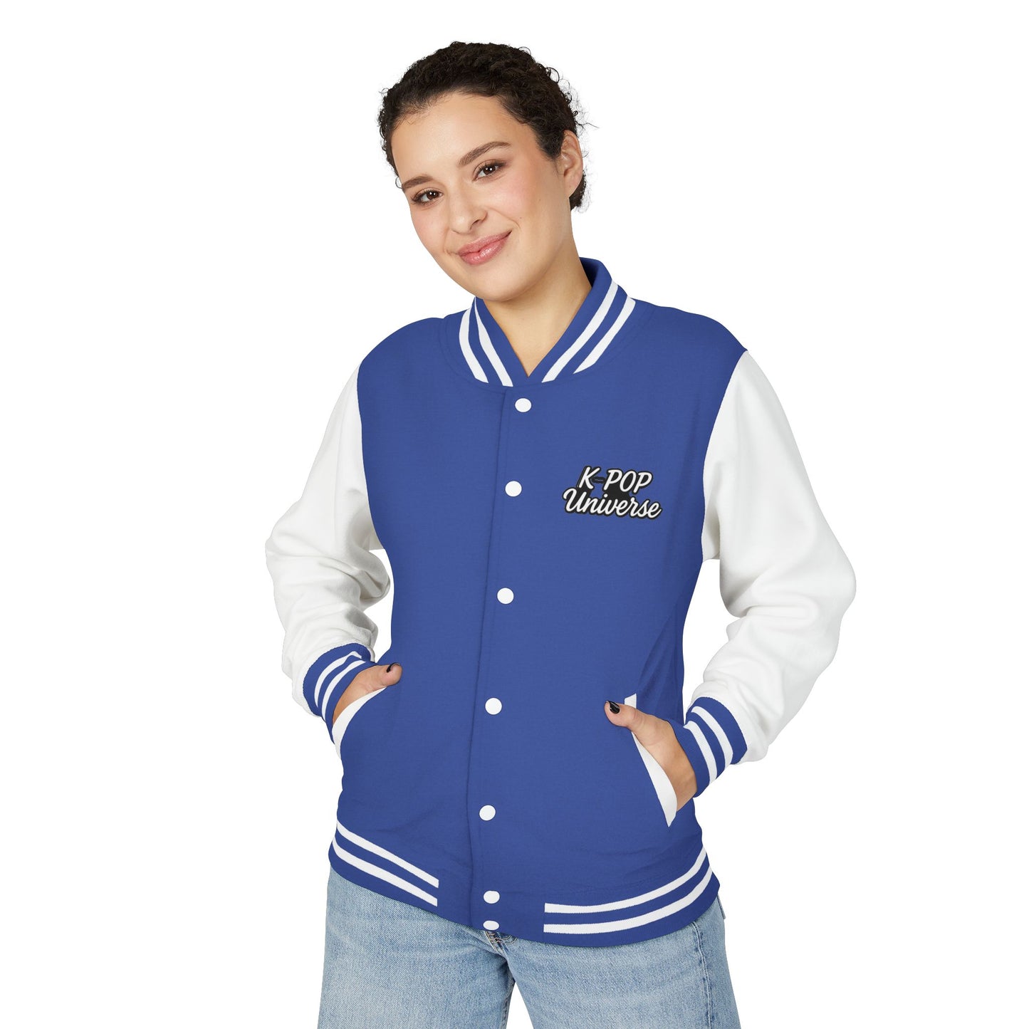 K-Pop Universe Letterman Jacket, Trendy Unisex Varsity Jacket, Cute Gift for K-Pop Fans, Stylish Casual Wear, Anime Inspired Apparel