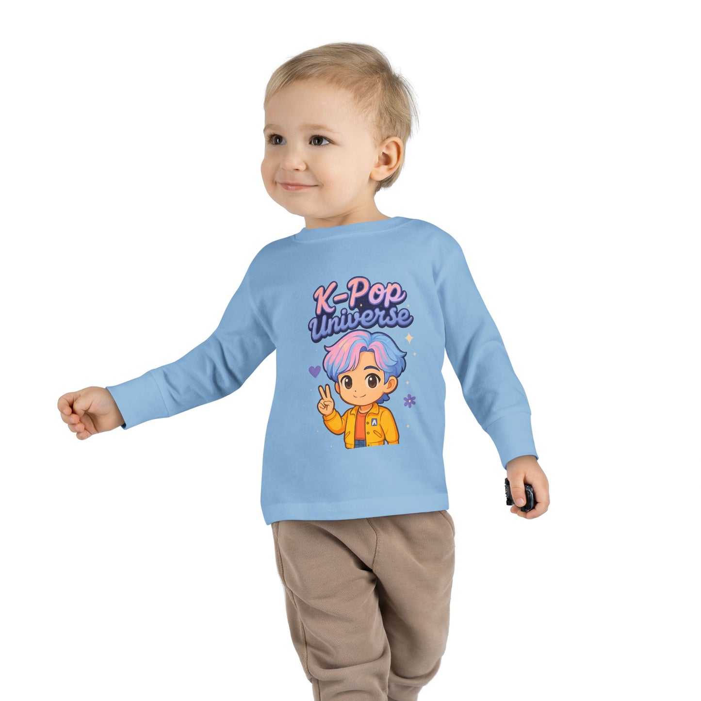 Toddler K-Pop Universe Tee, Cute Kids Shirt, Long Sleeve Top for BTS Fans, Perfect for Birthdays, Gift for Little Ones