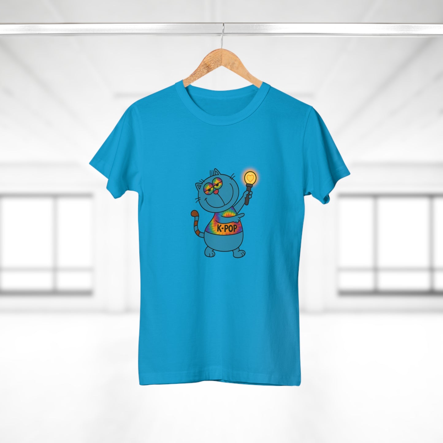 K-Pop Cat T-Shirt, Cute Cat Tee, K-Pop Fan Shirt, Women's Graphic Tee, Trendy Cat Apparel