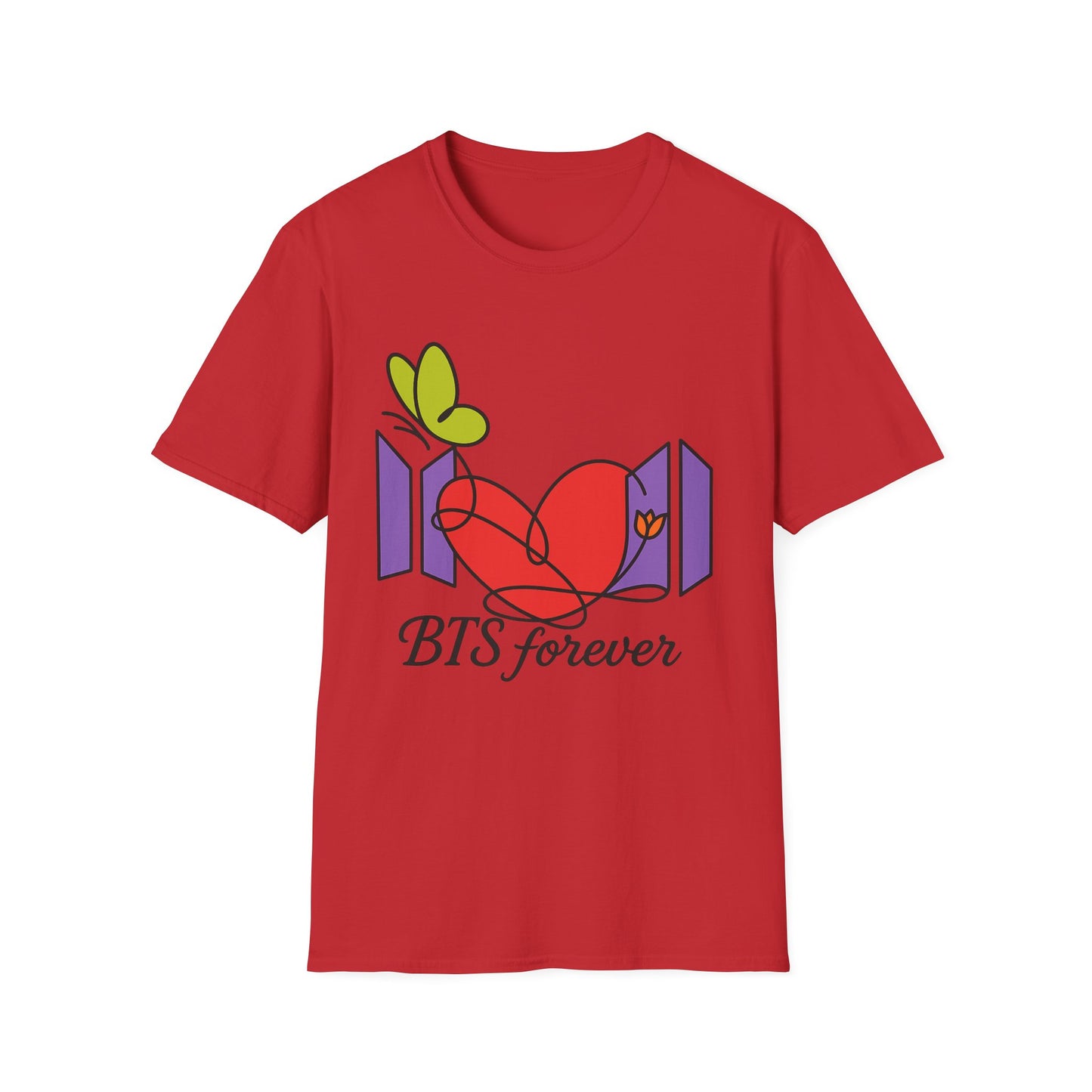 BTS Forever Heart T-Shirt, Unisex Graphic Tees, Music Lover Gift, Trendy Casual Wear, Fan Merchandise, Cute Aesthetic Top