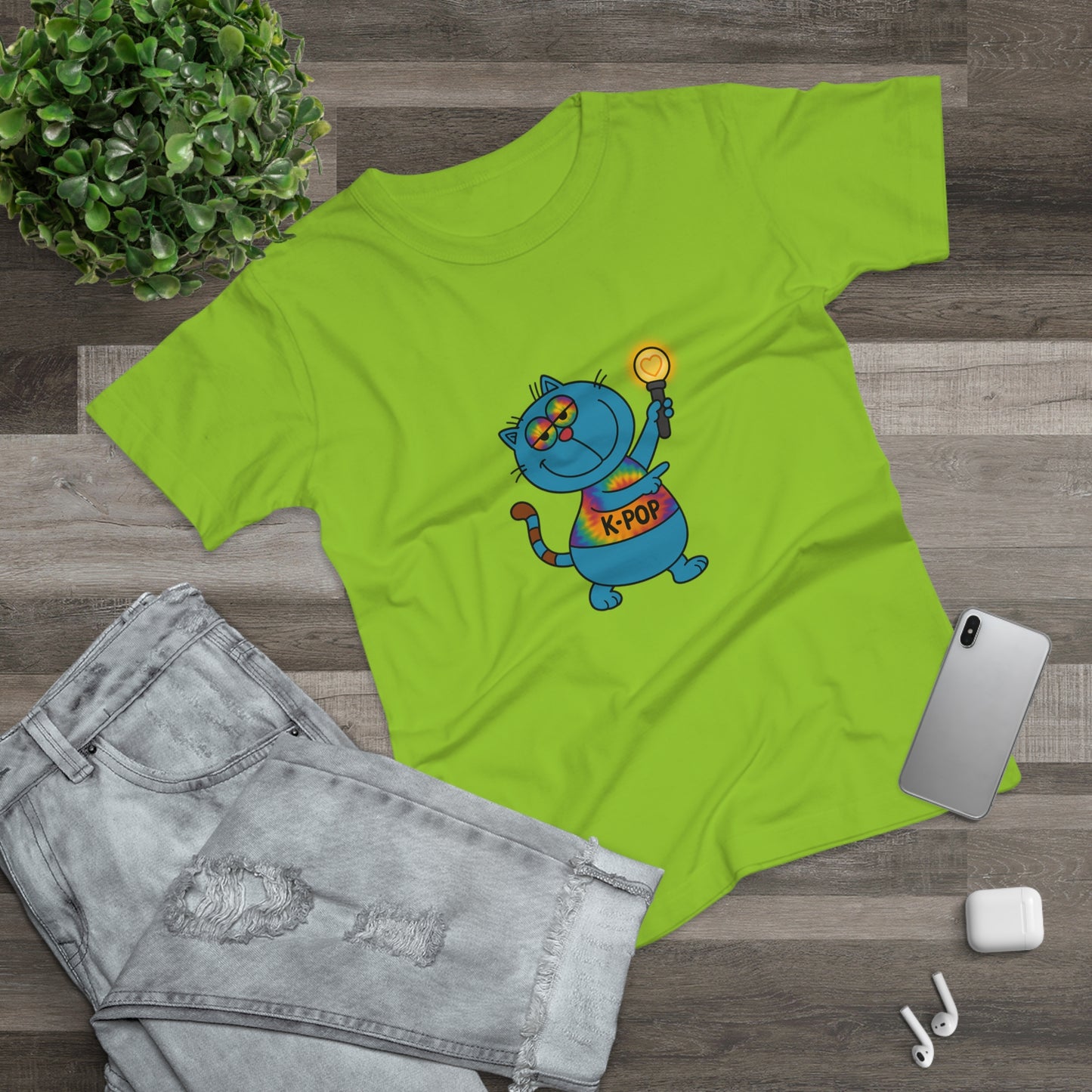 K-Pop Cat T-Shirt, Cute Cat Tee, K-Pop Fan Shirt, Women's Graphic Tee, Trendy Cat Apparel
