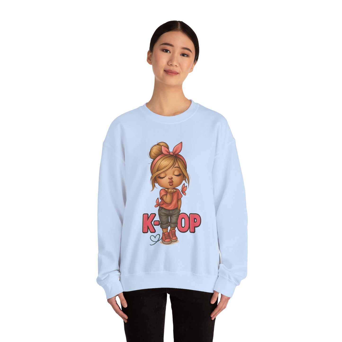K-Pop Girl Crewneck Sweatshirt, Trendy Gift for Music Lovers, Stylish Cozy Wear, Perfect for Concerts, Fashionable Graphic Sweatshirt