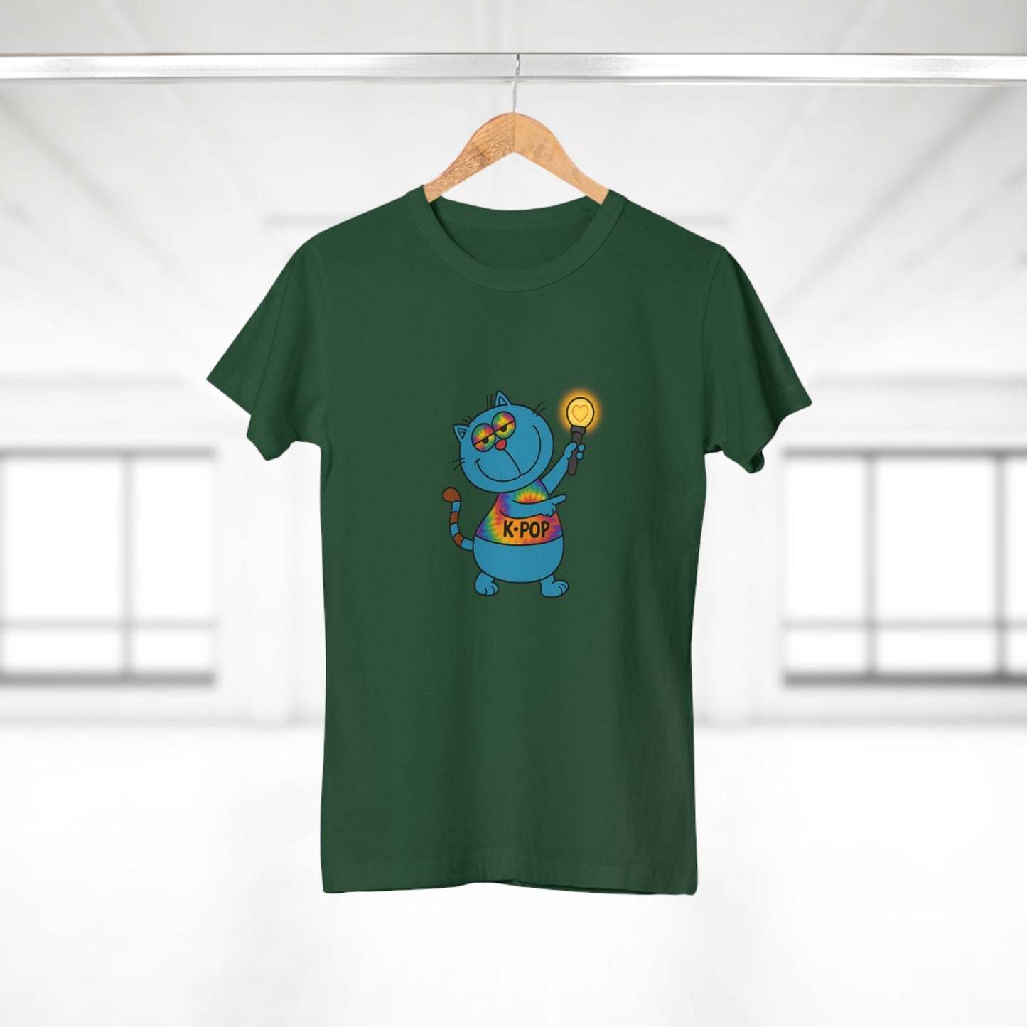 K-Pop Cat T-Shirt, Cute Cat Tee, K-Pop Fan Shirt, Women's Graphic Tee, Trendy Cat Apparel