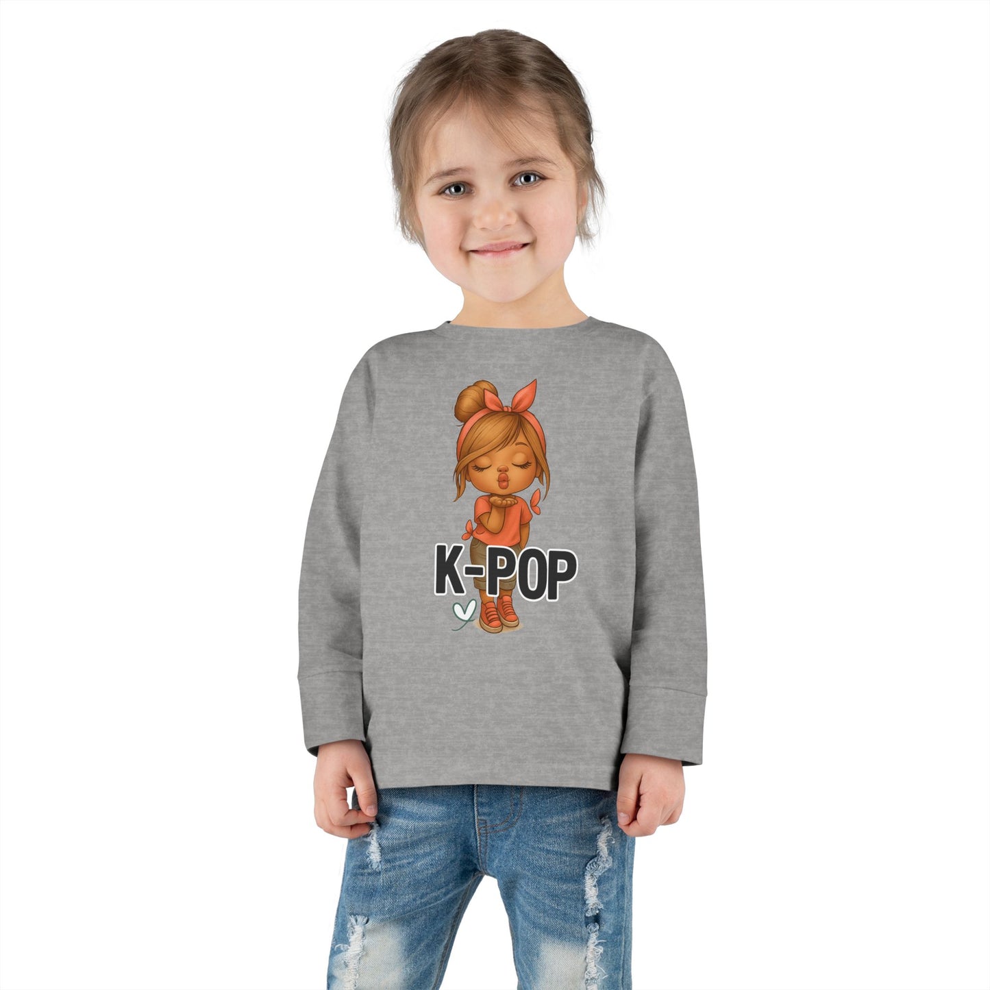 K-Pop Toddler Long Sleeve Tee, Cute K-Pop Shirt, Gift for Kids, Playtime Tee, Musical Kids Apparel, Child's Fashion Top