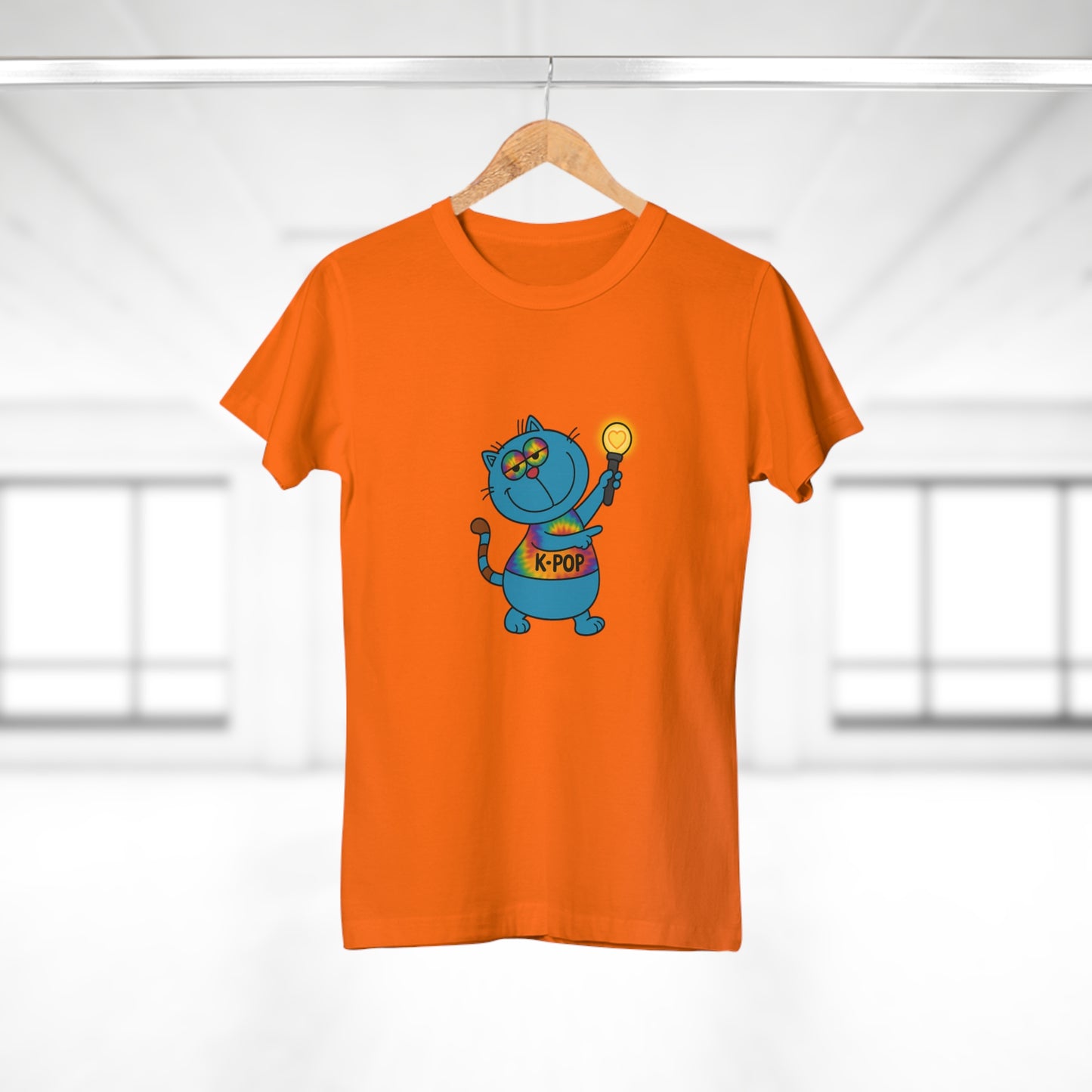 K-Pop Cat T-Shirt, Cute Cat Tee, K-Pop Fan Shirt, Women's Graphic Tee, Trendy Cat Apparel