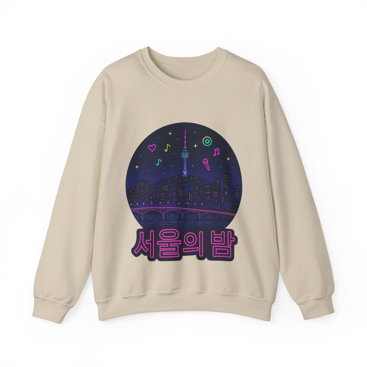 K-Pop Night Crewneck Sweatshirt - Cozy Unisex Top for Fans, Music Lovers, Gift for Birthdays, Concerts, Casual Wear, Seoul Vibes