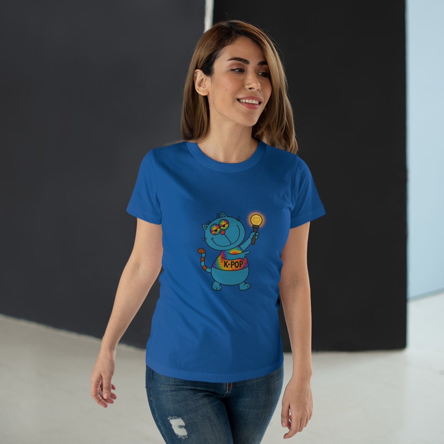 K-Pop Cat T-Shirt, Cute Cat Tee, K-Pop Fan Shirt, Women's Graphic Tee, Trendy Cat Apparel