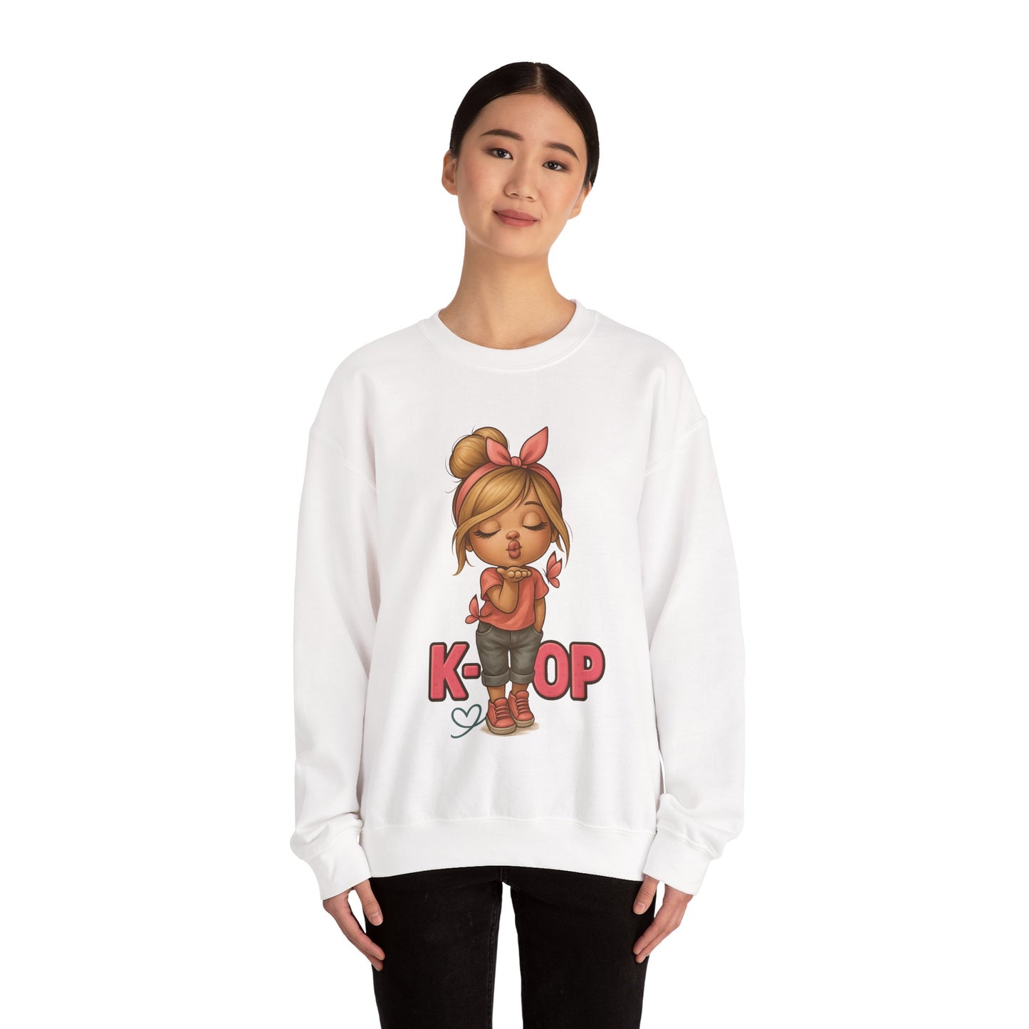 K-Pop Girl Crewneck Sweatshirt, Trendy Gift for Music Lovers, Stylish Cozy Wear, Perfect for Concerts, Fashionable Graphic Sweatshirt