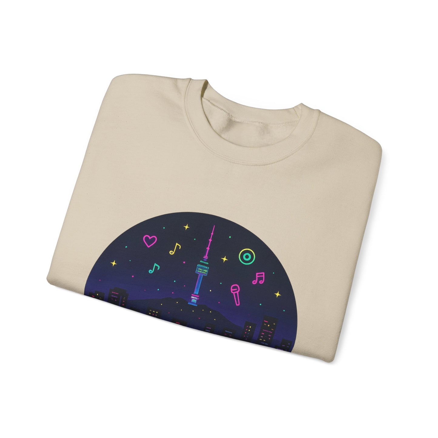 K-Pop Night Crewneck Sweatshirt - Cozy Unisex Top for Fans, Music Lovers, Gift for Birthdays, Concerts, Casual Wear, Seoul Vibes