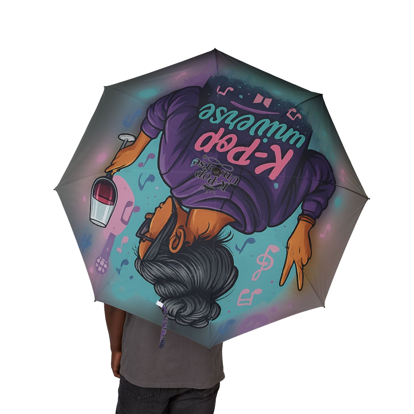 K-Pop Universe Artistic Umbrella, Stylish Rain Gear, Unique Gift for K-Pop Fans, Foldable Travel Umbrella, Music-Themed Accessories, k-pop universe