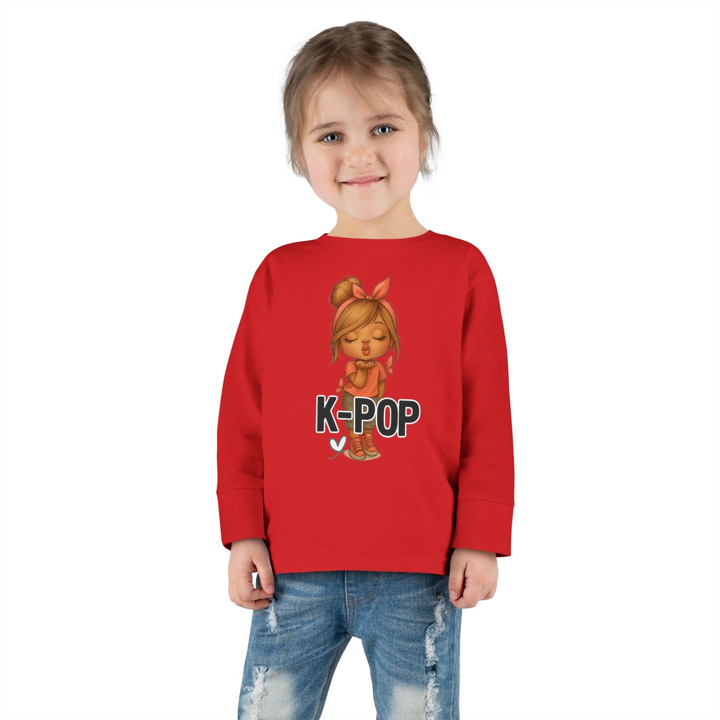 K-Pop Toddler Long Sleeve Tee, Cute K-Pop Shirt, Gift for Kids, Playtime Tee, Musical Kids Apparel, Child's Fashion Top