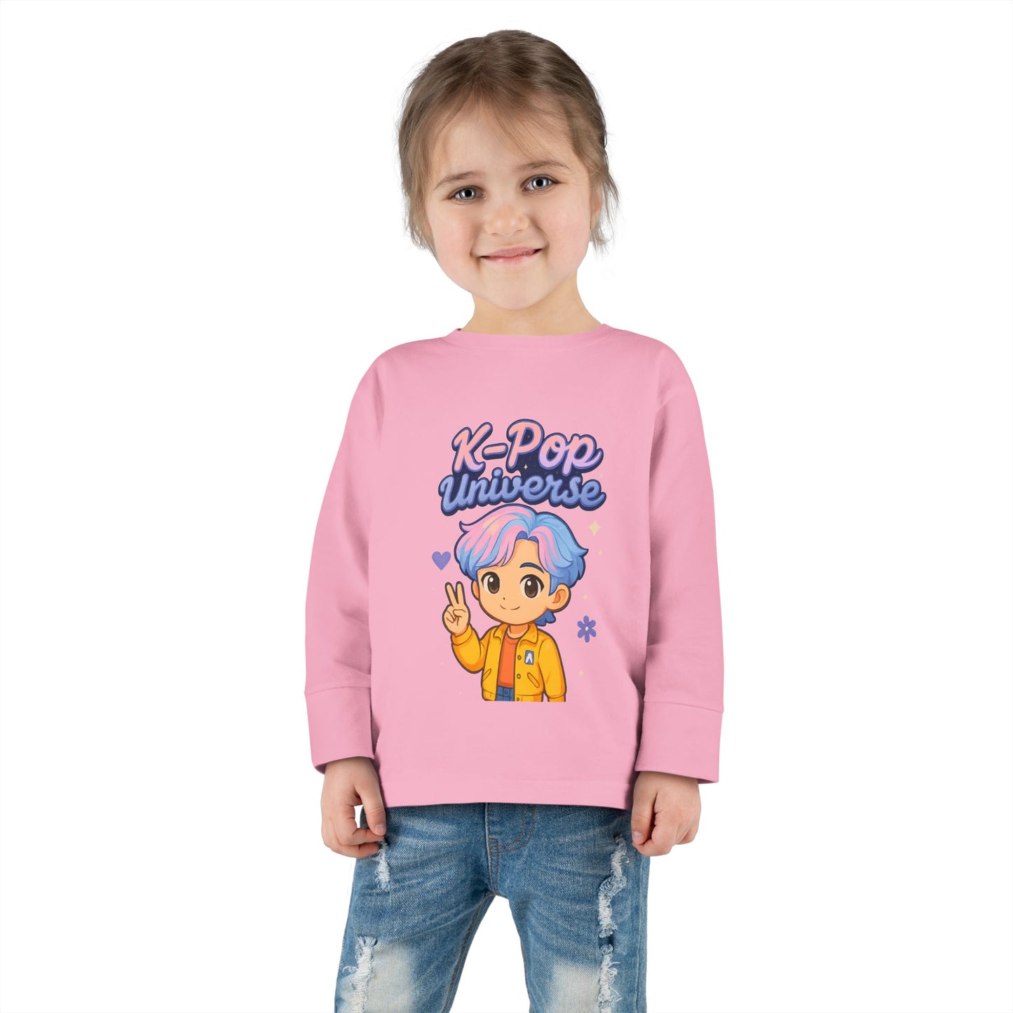 Toddler K-Pop Universe Tee, Cute Kids Shirt, Long Sleeve Top for BTS Fans, Perfect for Birthdays, Gift for Little Ones
