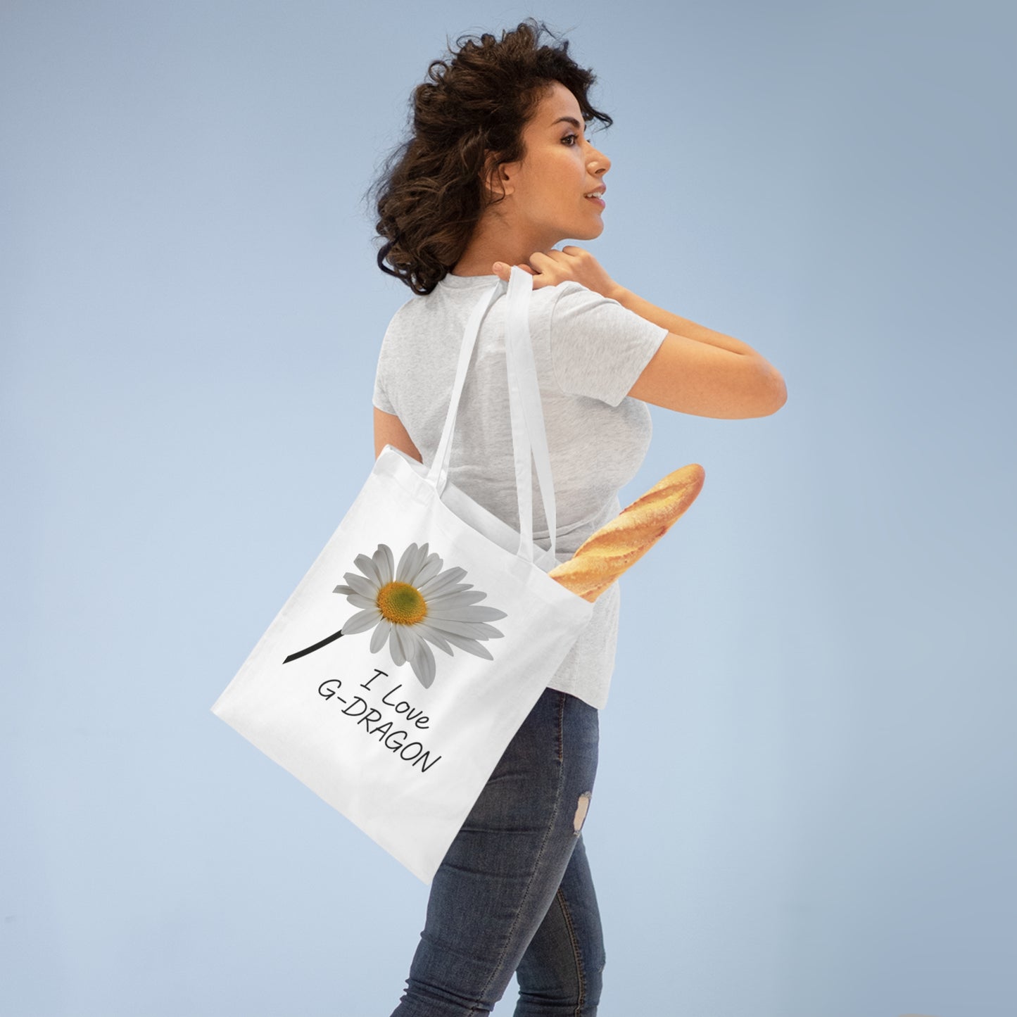 K-Pop Tote Bags, I Love G-Dragon Shopper, Cute Floral Tote, K-Pop Fan Accessory, Eco-Friendly Bag for Music Lovers,GD, G-DRAGON