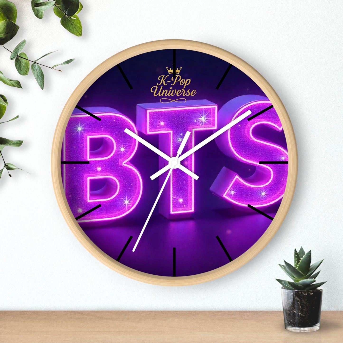 BTS Neon Wall Clock - Fan Gift, Bedroom Decor, K-Pop Collectible, Unique Wall Art, Birthday Present