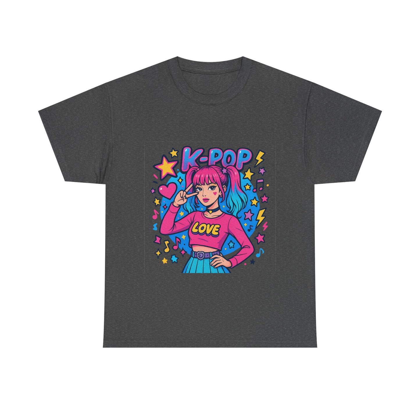 K-Pop Inspired Unisex Heavy Cotton Tee, Trendy T-Shirt, Music Lover Gift, Stylish Outfit, Casual Wear, Concert Apparel