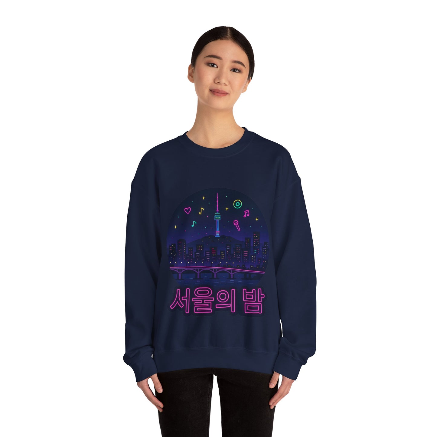 K-Pop Night Crewneck Sweatshirt - Cozy Unisex Top for Fans, Music Lovers, Gift for Birthdays, Concerts, Casual Wear, Seoul Vibes