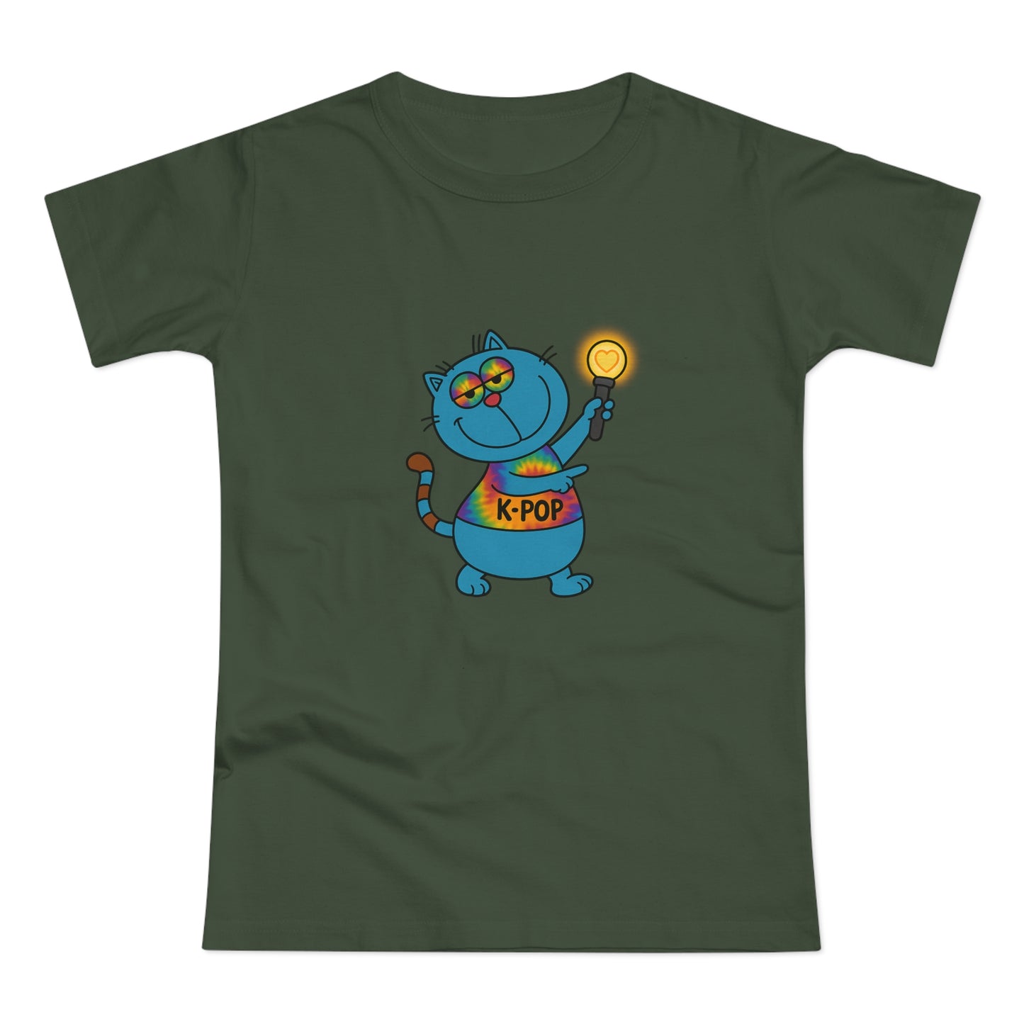 K-Pop Cat T-Shirt, Cute Cat Tee, K-Pop Fan Shirt, Women's Graphic Tee, Trendy Cat Apparel