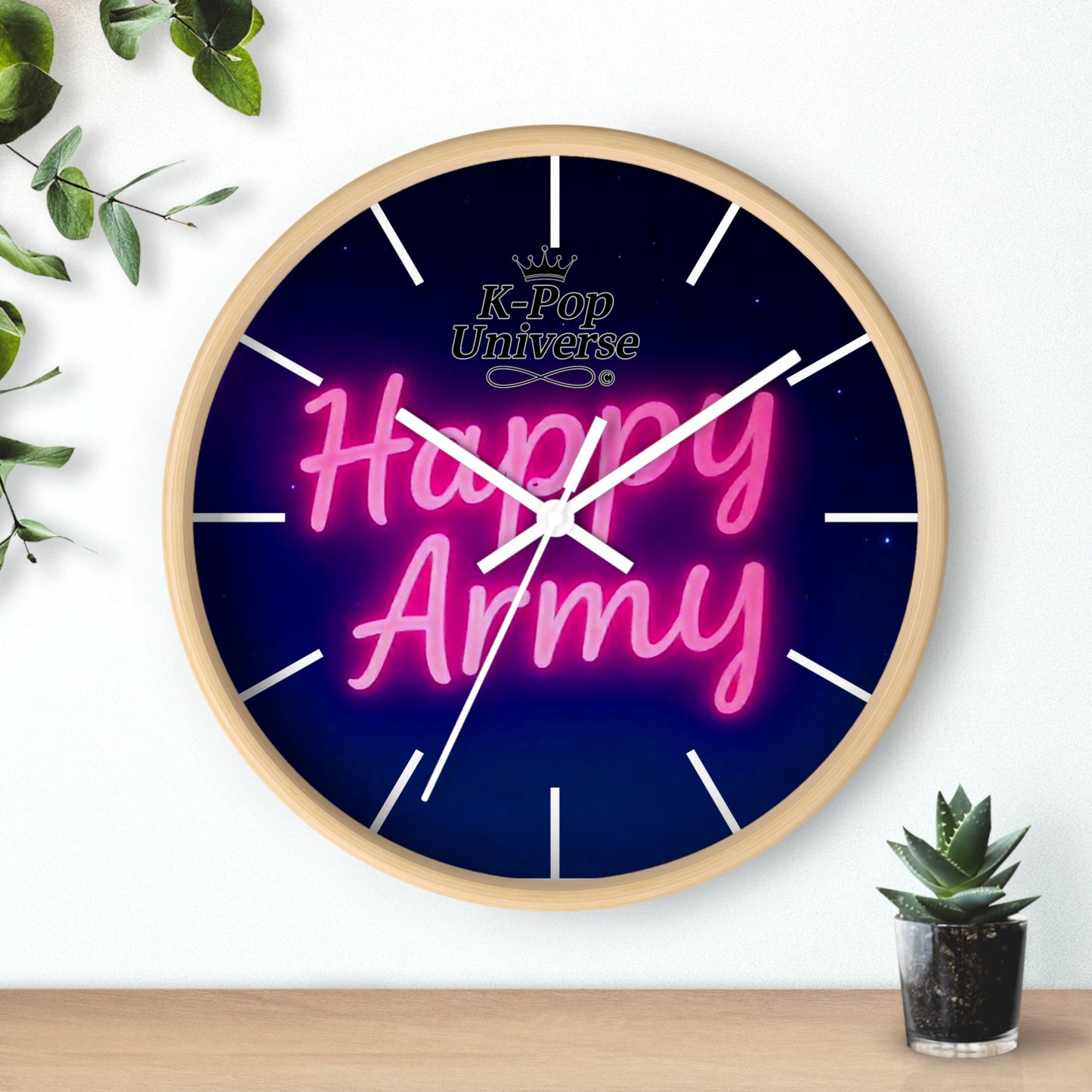 Neon Happy Army Wall Clock - Retro Home Decor, Gift for Soldiers, Army Family, Motivational Decor, Nightstand Clock