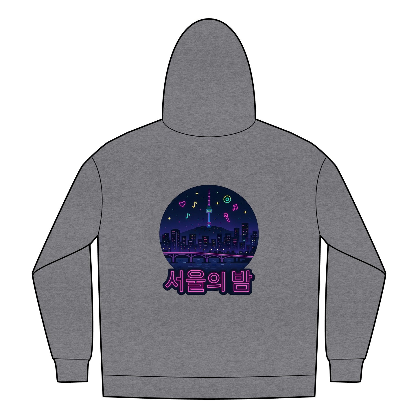 Seoul Night Full-Zip Hoodie | Cozy Urban Style, Unisex Hoody, Perfect for Spring, Casual Wear, Streetwear Fashion, Gifts, k-pop universe