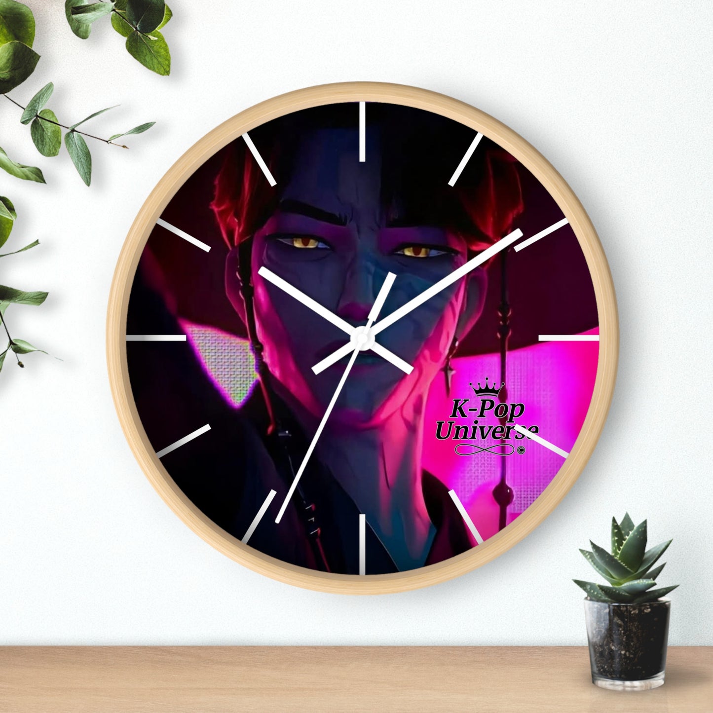 Vibrant Anime-Themed Wall Clock, Unique Home Decor, Stylish Clock for Gamers, Gift for Anime Lovers, Modern Clock for Any Room, k-pop demon Hunters, k-pop universe