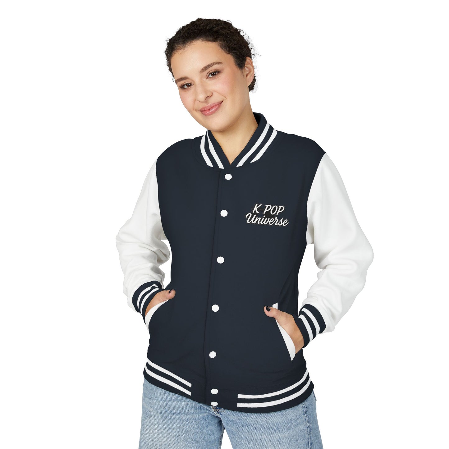 K-Pop Universe Letterman Jacket, Trendy Unisex Varsity Jacket, Cute Gift for K-Pop Fans, Stylish Casual Wear, Anime Inspired Apparel
