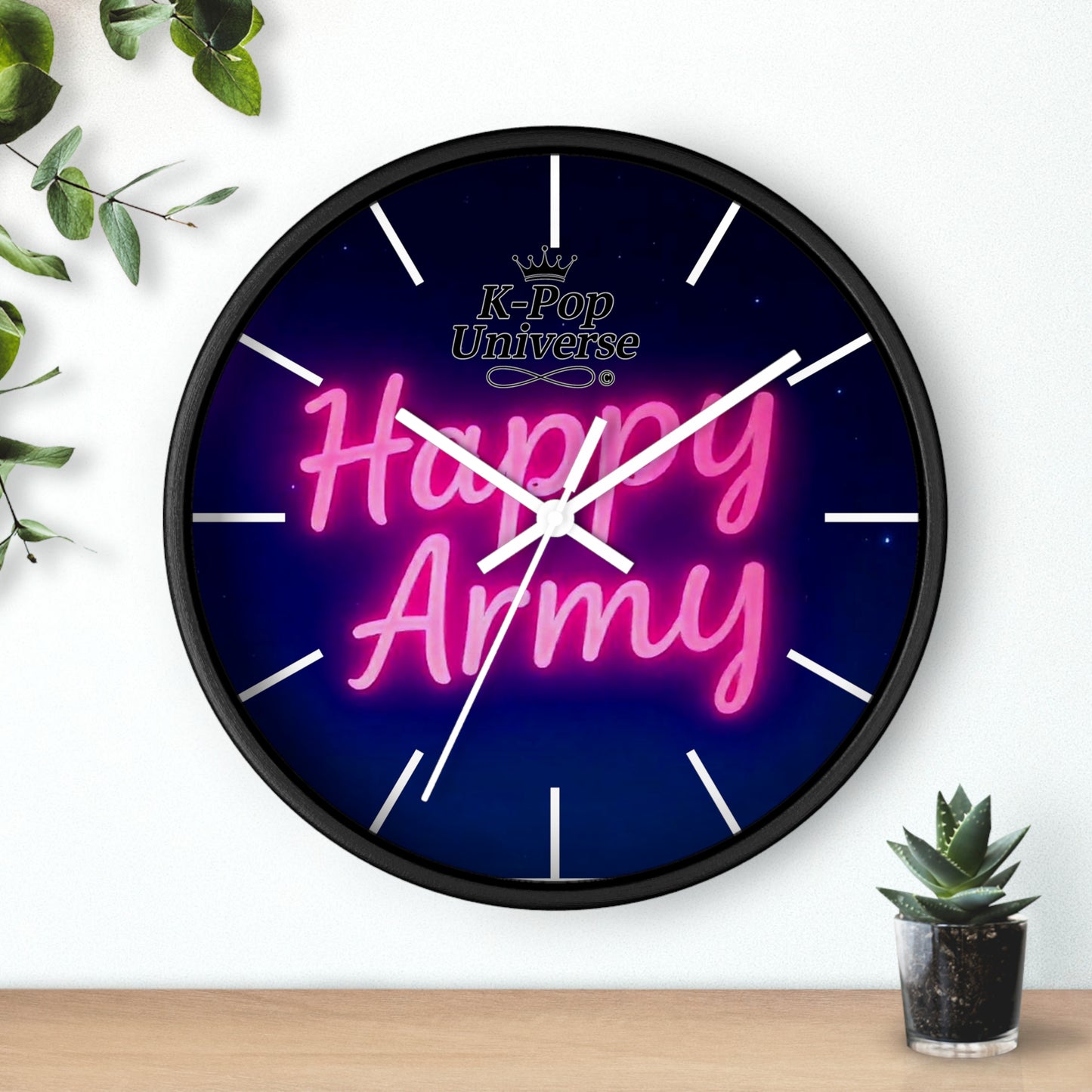 Neon Happy Army Wall Clock - Retro Home Decor, Gift for Soldiers, Army Family, Motivational Decor, Nightstand Clock
