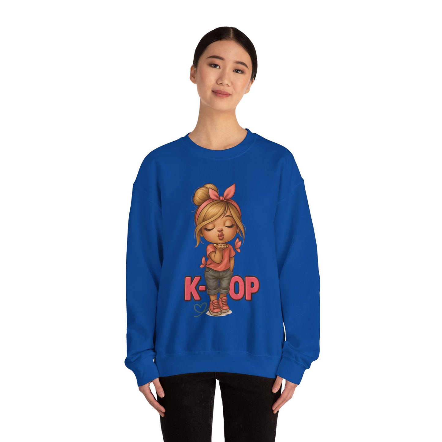 K-Pop Girl Crewneck Sweatshirt, Trendy Gift for Music Lovers, Stylish Cozy Wear, Perfect for Concerts, Fashionable Graphic Sweatshirt