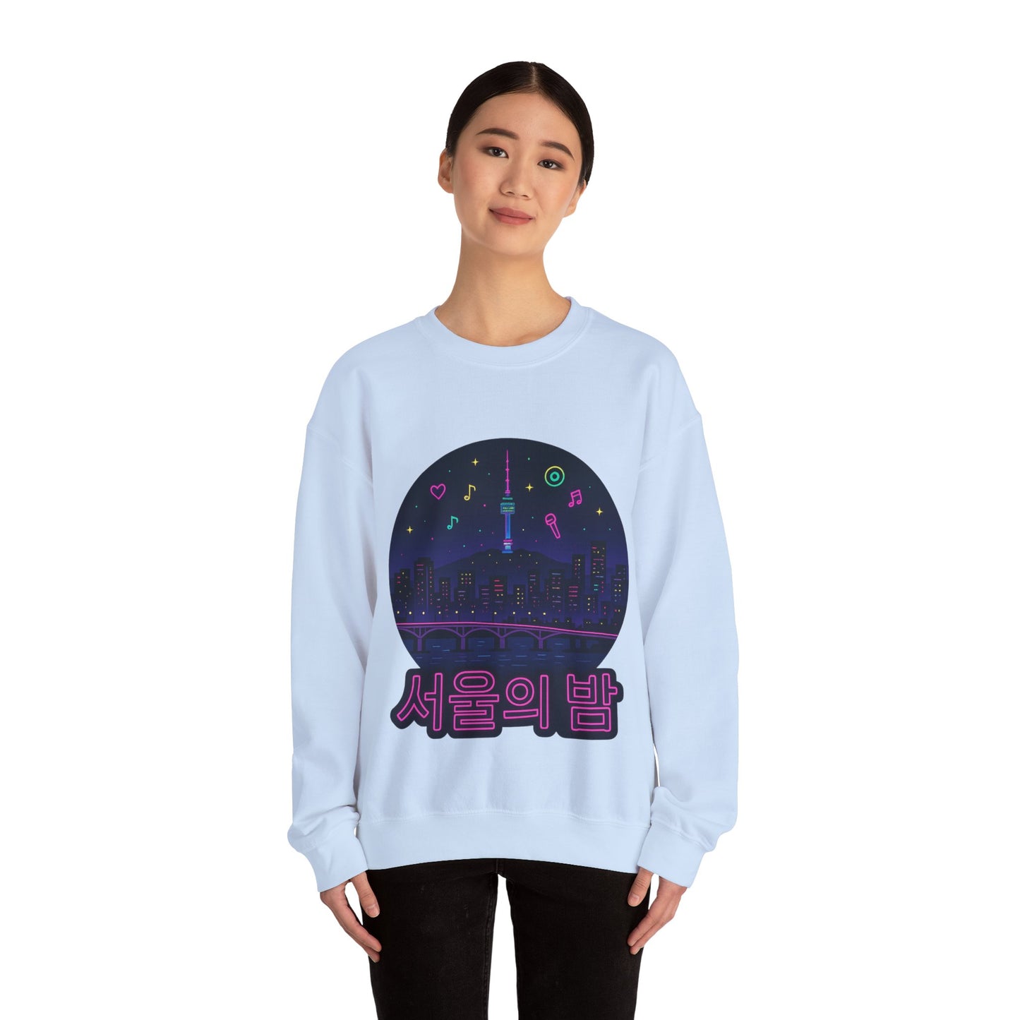 K-Pop Night Crewneck Sweatshirt - Cozy Unisex Top for Fans, Music Lovers, Gift for Birthdays, Concerts, Casual Wear, Seoul Vibes
