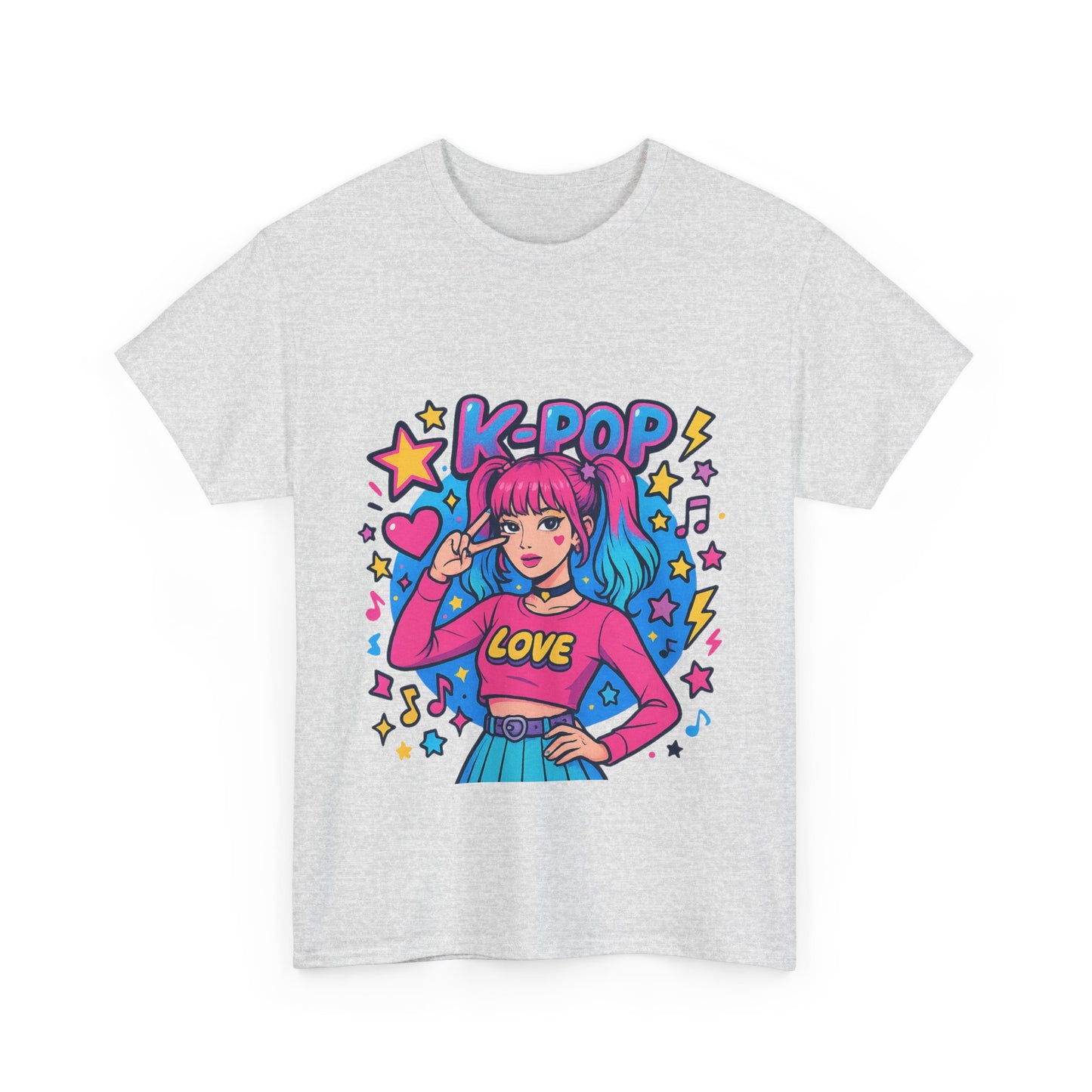 K-Pop Inspired Unisex Heavy Cotton Tee, Trendy T-Shirt, Music Lover Gift, Stylish Outfit, Casual Wear, Concert Apparel