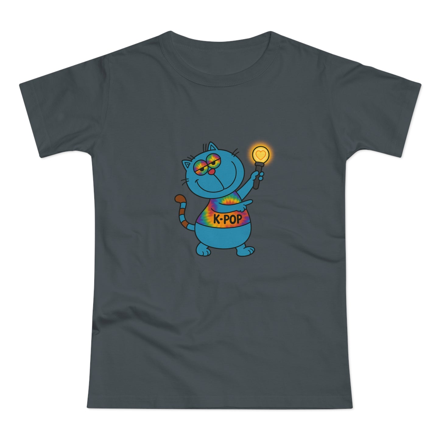 K-Pop Cat T-Shirt, Cute Cat Tee, K-Pop Fan Shirt, Women's Graphic Tee, Trendy Cat Apparel