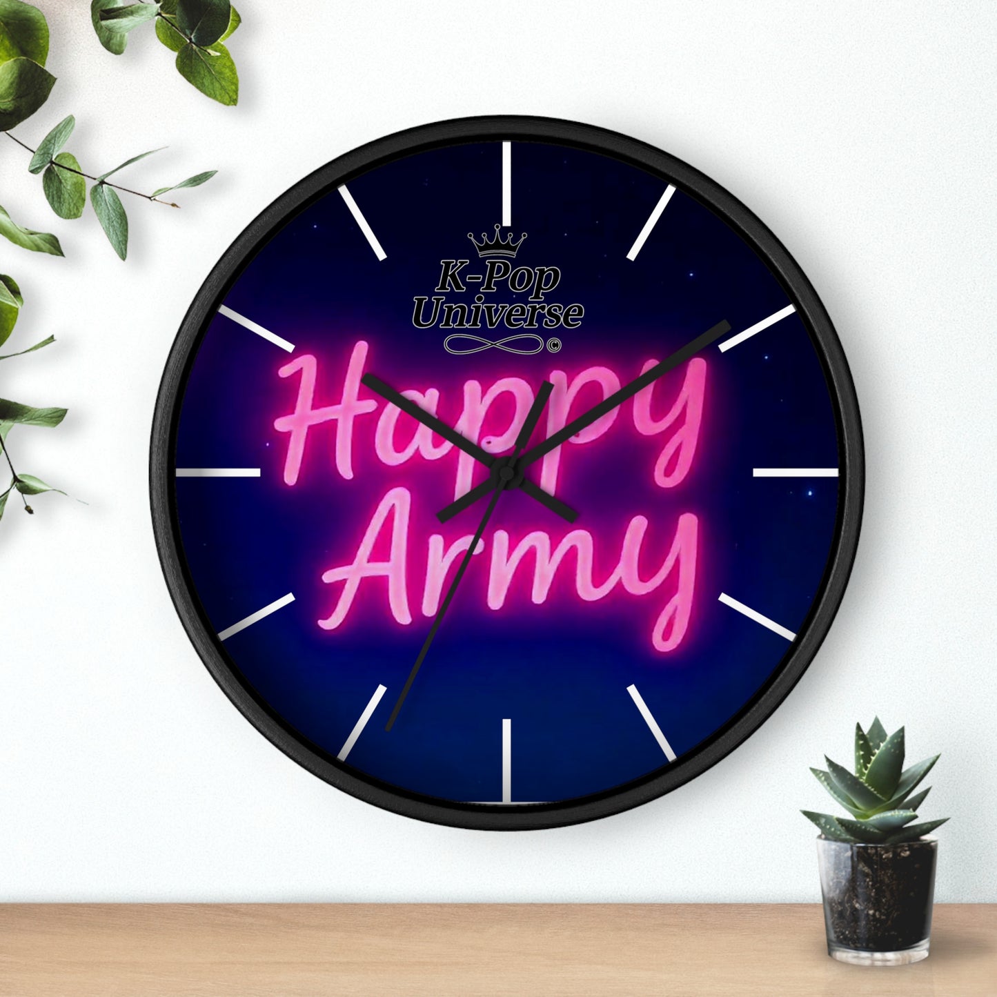 Neon Happy Army Wall Clock - Retro Home Decor, Gift for Soldiers, Army Family, Motivational Decor, Nightstand Clock