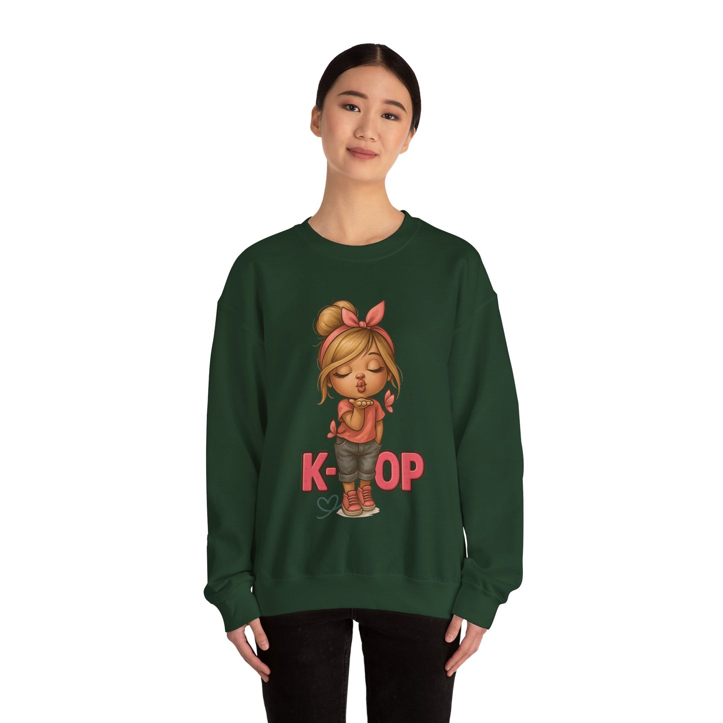 K-Pop Girl Crewneck Sweatshirt, Trendy Gift for Music Lovers, Stylish Cozy Wear, Perfect for Concerts, Fashionable Graphic Sweatshirt