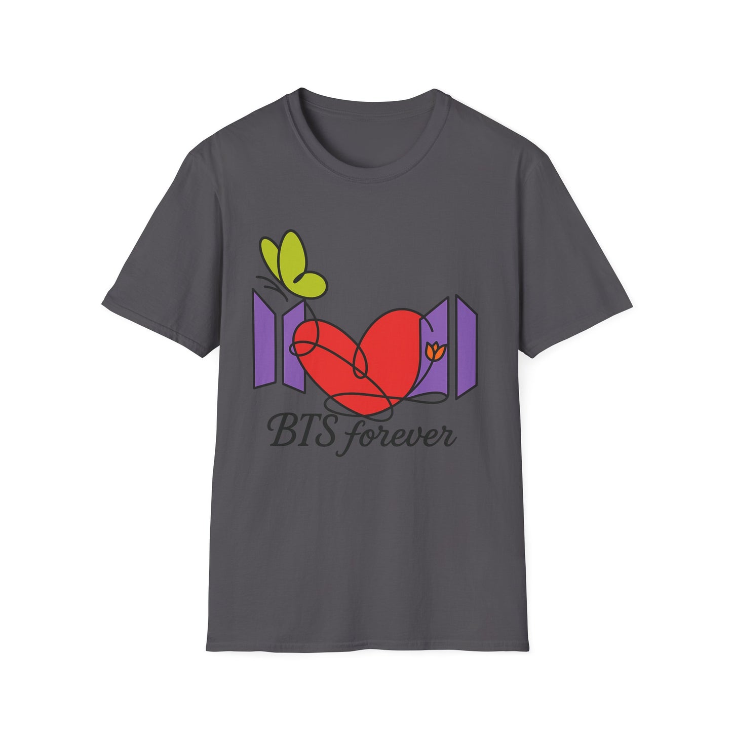 BTS Forever Heart T-Shirt, Unisex Graphic Tees, Music Lover Gift, Trendy Casual Wear, Fan Merchandise, Cute Aesthetic Top