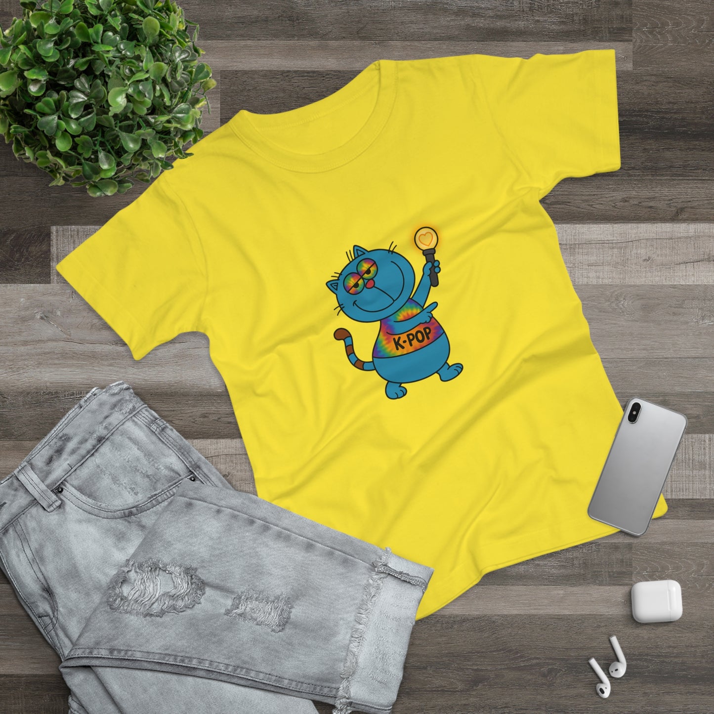 K-Pop Cat T-Shirt, Cute Cat Tee, K-Pop Fan Shirt, Women's Graphic Tee, Trendy Cat Apparel