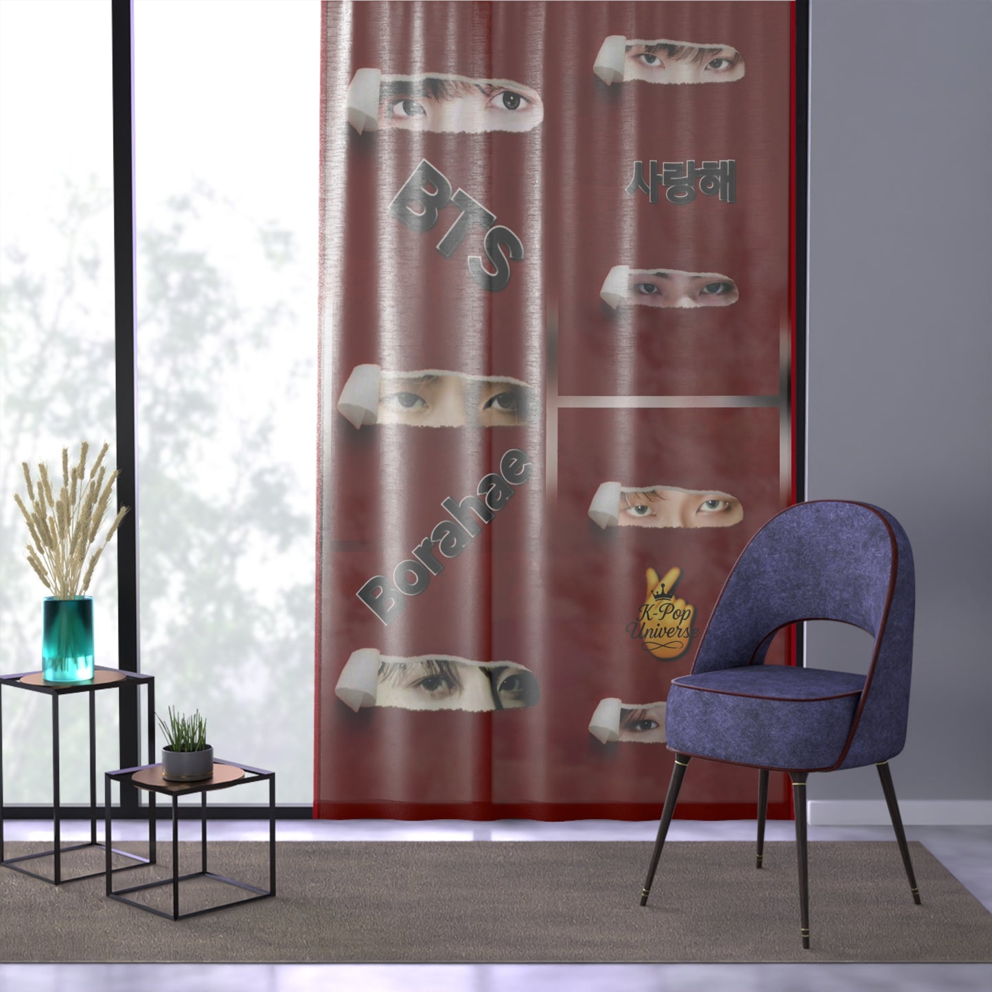 BTS Themed Window Curtain, K-Pop Decor, Music Room Accessory, Dorm Room Curtain, Unique Home Décor, Fan Gift