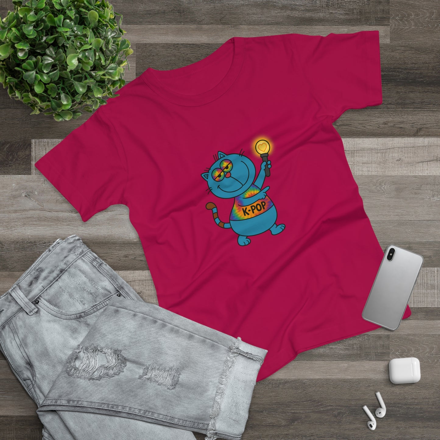 K-Pop Cat T-Shirt, Cute Cat Tee, K-Pop Fan Shirt, Women's Graphic Tee, Trendy Cat Apparel