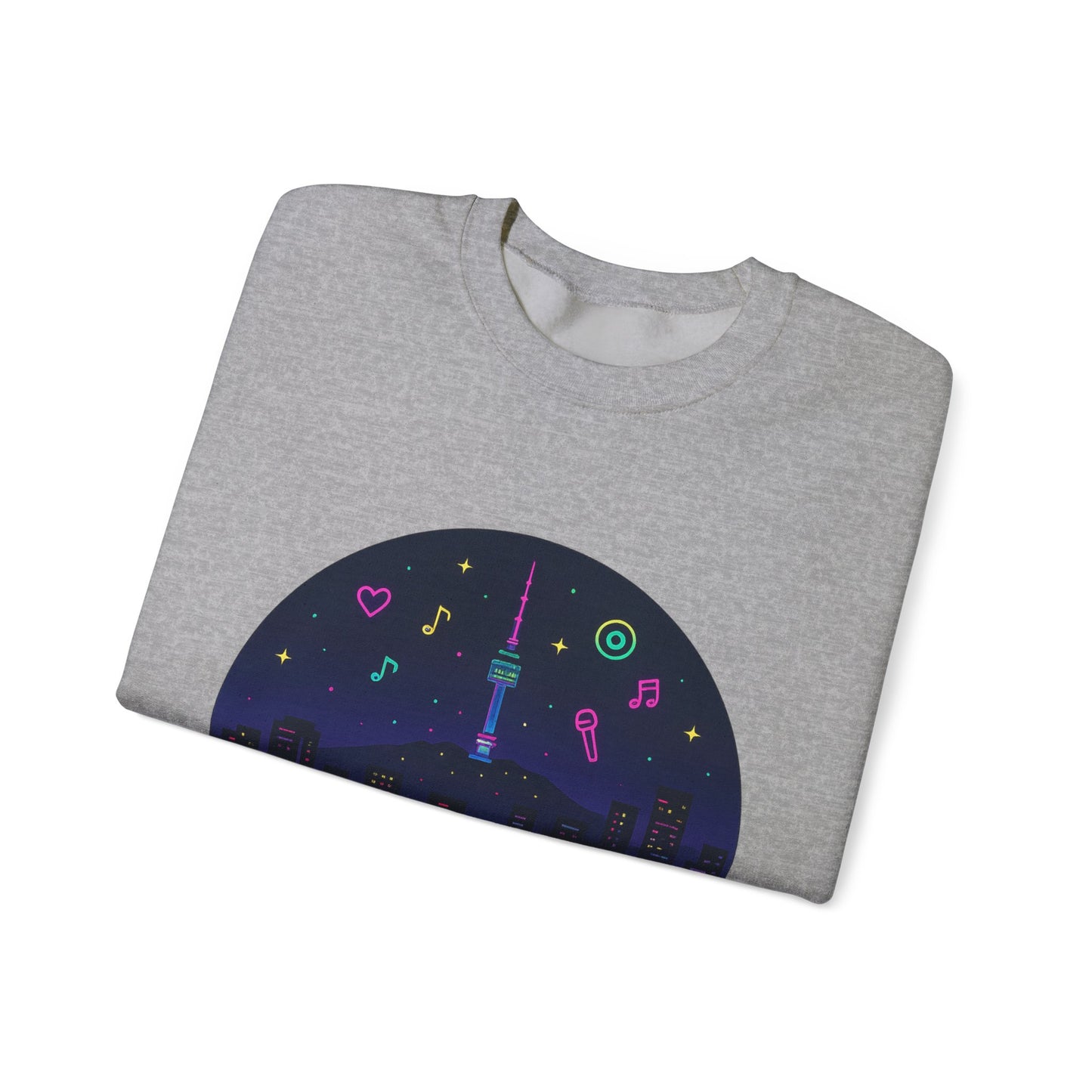 K-Pop Night Crewneck Sweatshirt - Cozy Unisex Top for Fans, Music Lovers, Gift for Birthdays, Concerts, Casual Wear, Seoul Vibes