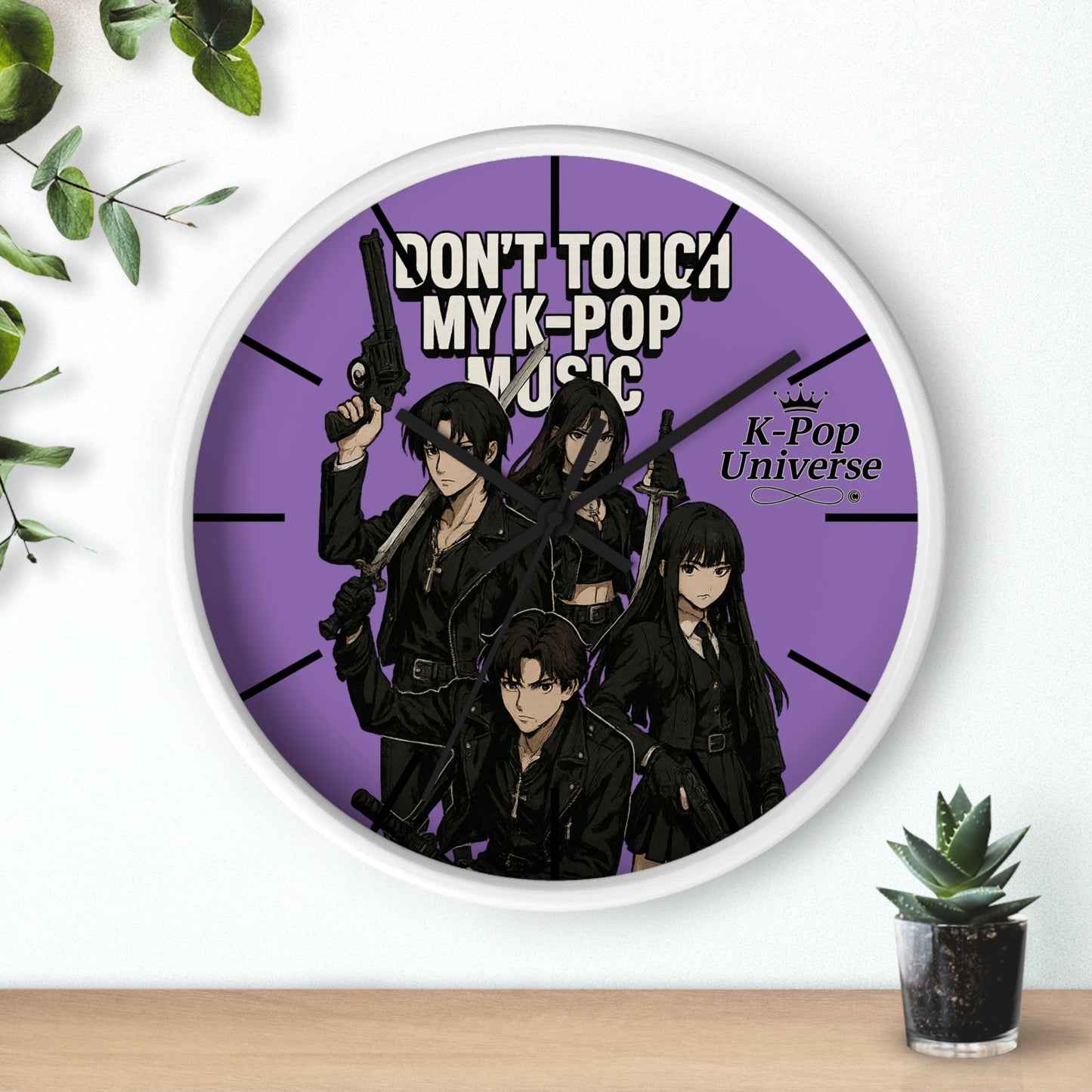 K-Pop Music Wall Clock, Unique Decor for Music Lovers, Perfect Gift for Fans, Bedroom or Living Room Wall Art, Don't Touch My K-Pop Music