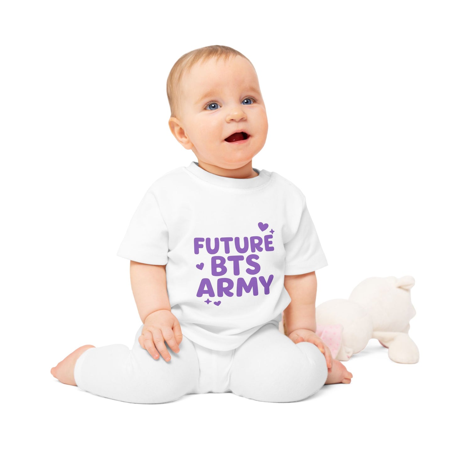 Adorable BTS Baby T-Shirt: Future Army K-Pop Fan Gear, Cute Gift, Toddler Tee, Infant Apparel, Baby Shower Gift, Trendy Kids Fashion