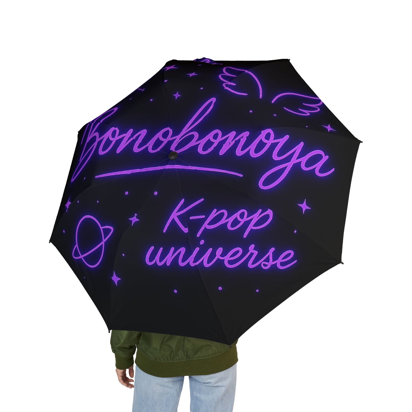 K-Pop Themed Foldable Umbrella, Stylish Rain Gear, Compact Travel Umbrella, Neon Design Umbrella, Gift for Fans, Music Lover Accessory, BTS, Bonobonoya, jungkook