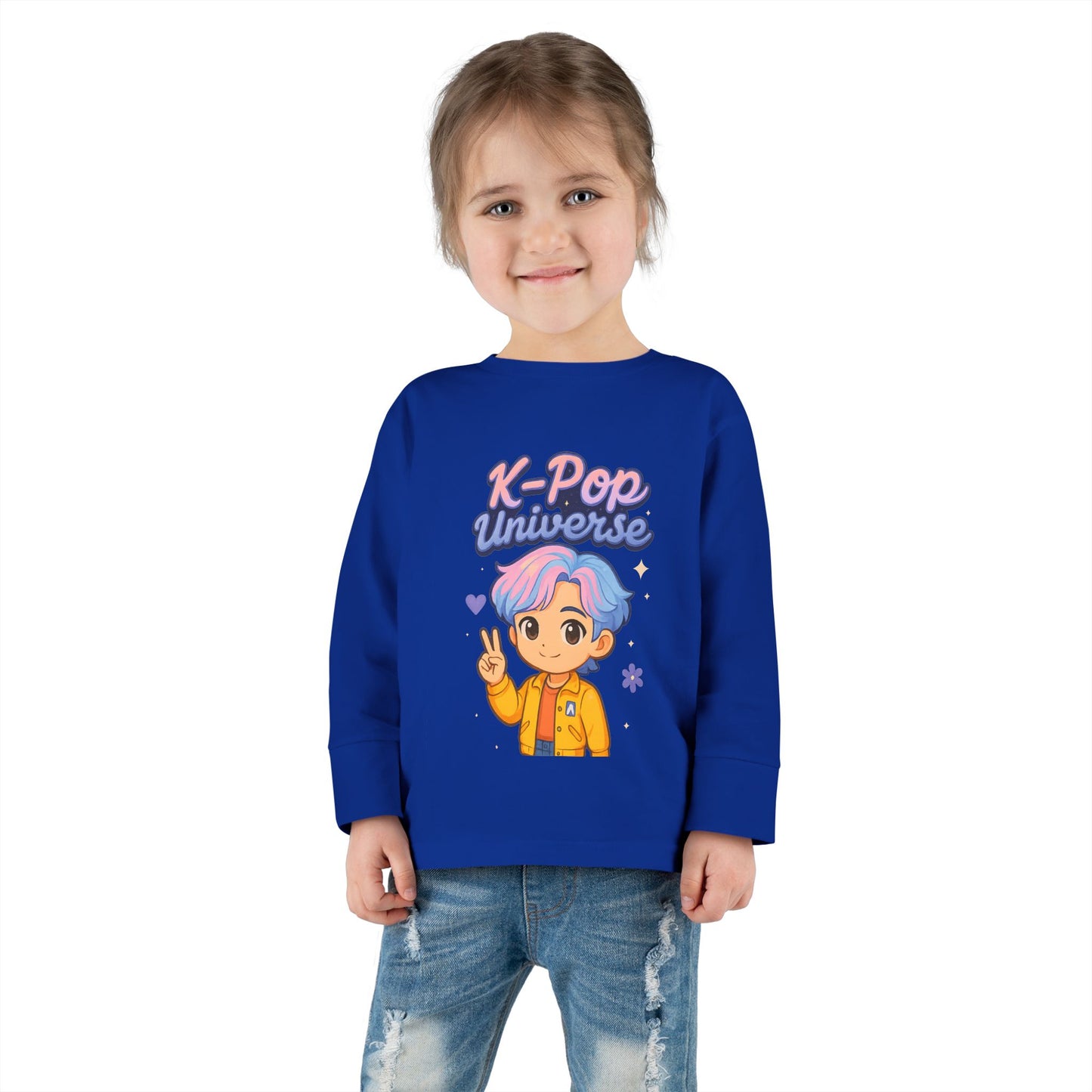 Toddler K-Pop Universe Tee, Cute Kids Shirt, Long Sleeve Top for BTS Fans, Perfect for Birthdays, Gift for Little Ones