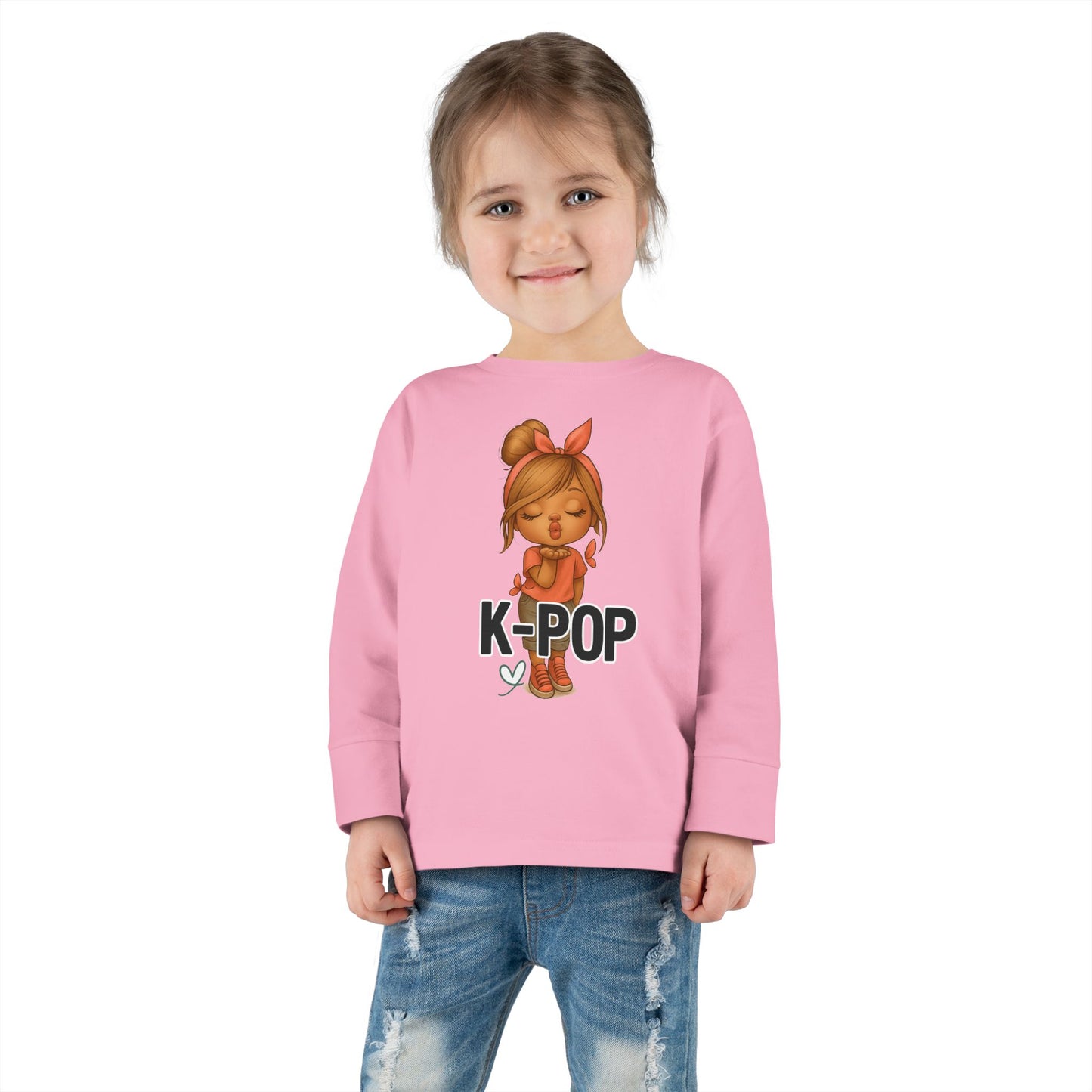K-Pop Toddler Long Sleeve Tee, Cute K-Pop Shirt, Gift for Kids, Playtime Tee, Musical Kids Apparel, Child's Fashion Top