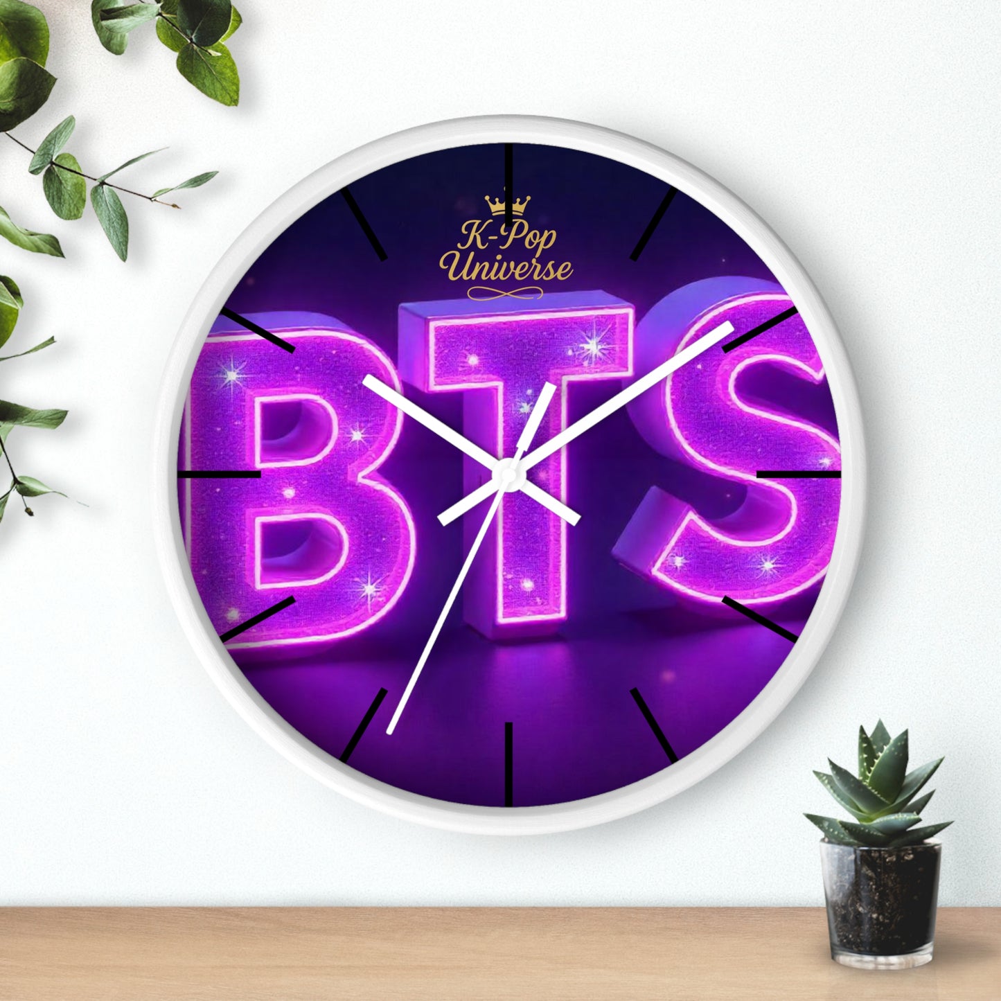 BTS Neon Wall Clock - Fan Gift, Bedroom Decor, K-Pop Collectible, Unique Wall Art, Birthday Present