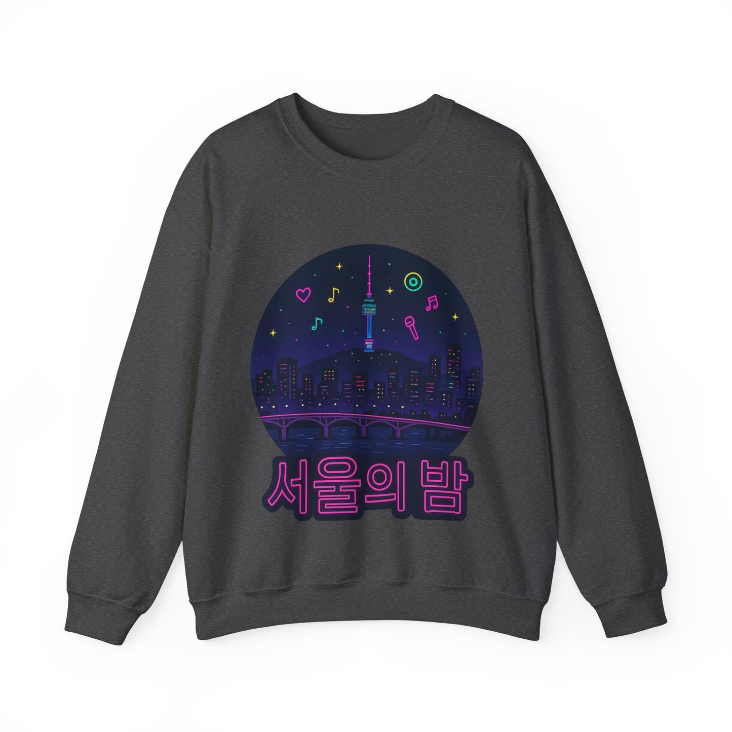 K-Pop Night Crewneck Sweatshirt - Cozy Unisex Top for Fans, Music Lovers, Gift for Birthdays, Concerts, Casual Wear, Seoul Vibes