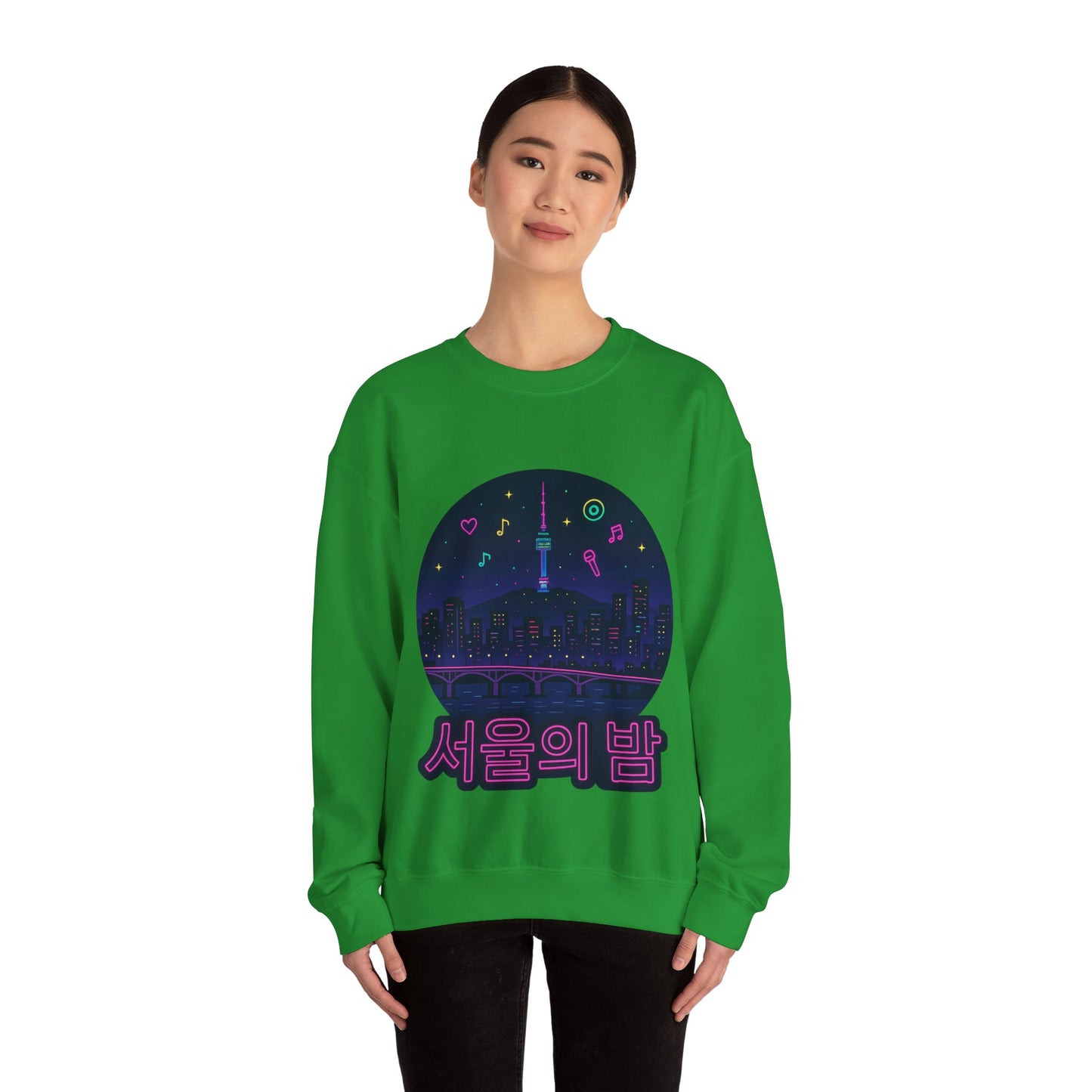 K-Pop Night Crewneck Sweatshirt - Cozy Unisex Top for Fans, Music Lovers, Gift for Birthdays, Concerts, Casual Wear, Seoul Vibes