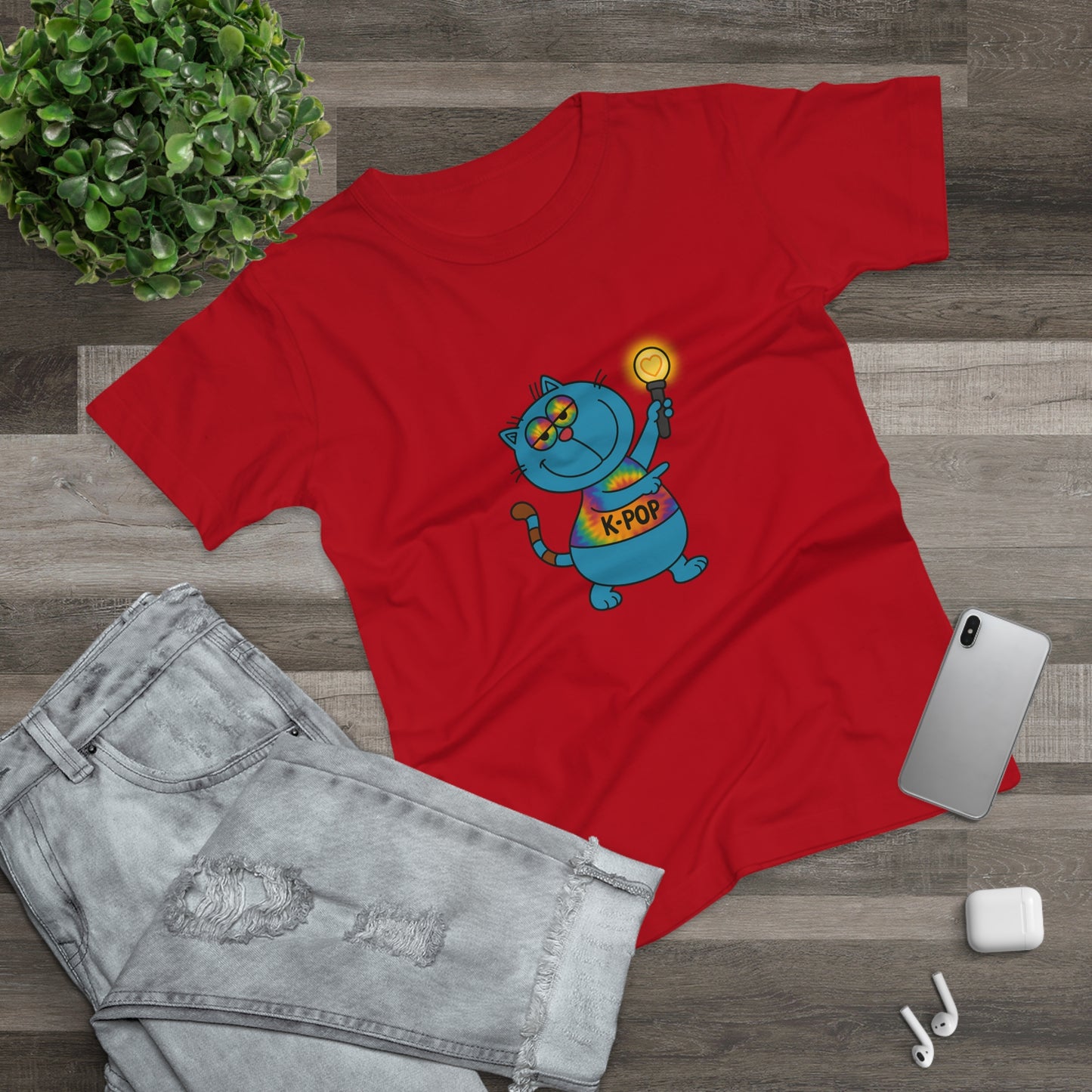 K-Pop Cat T-Shirt, Cute Cat Tee, K-Pop Fan Shirt, Women's Graphic Tee, Trendy Cat Apparel