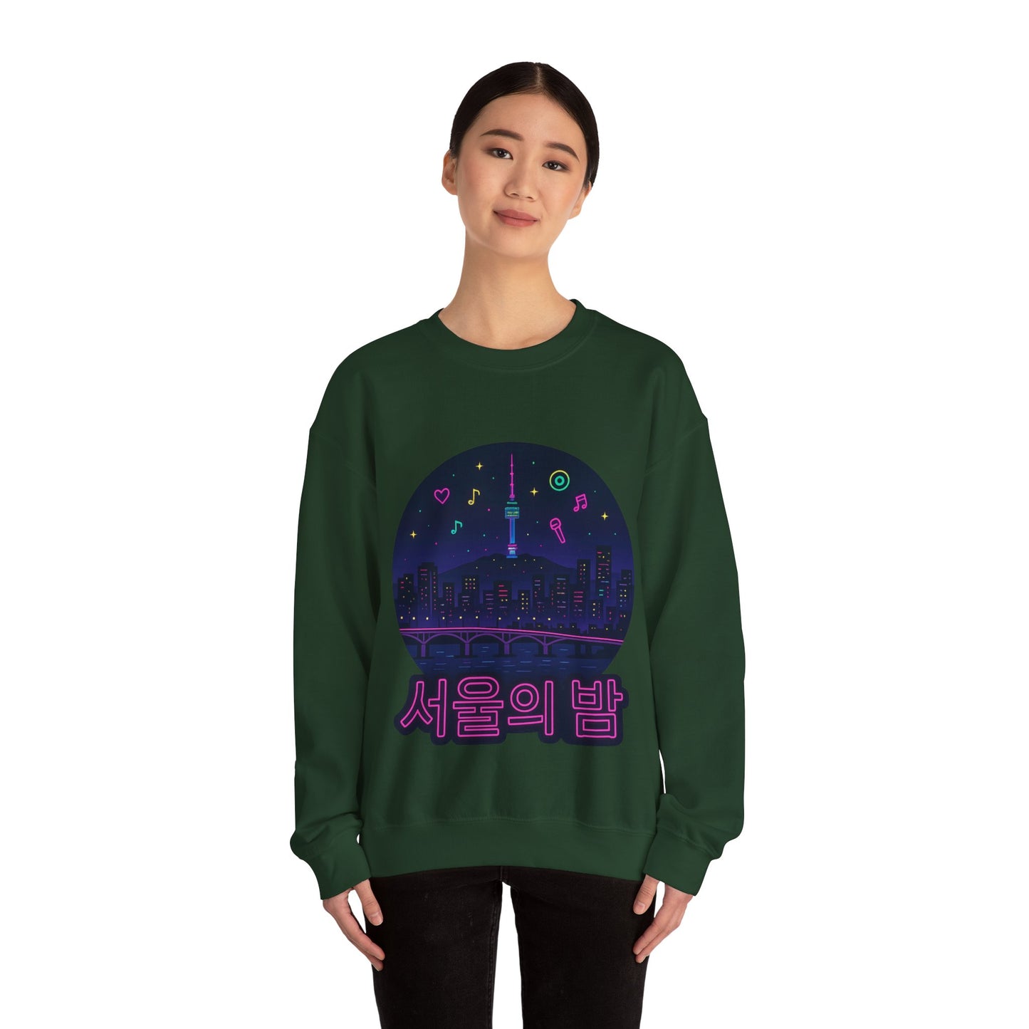 K-Pop Night Crewneck Sweatshirt - Cozy Unisex Top for Fans, Music Lovers, Gift for Birthdays, Concerts, Casual Wear, Seoul Vibes