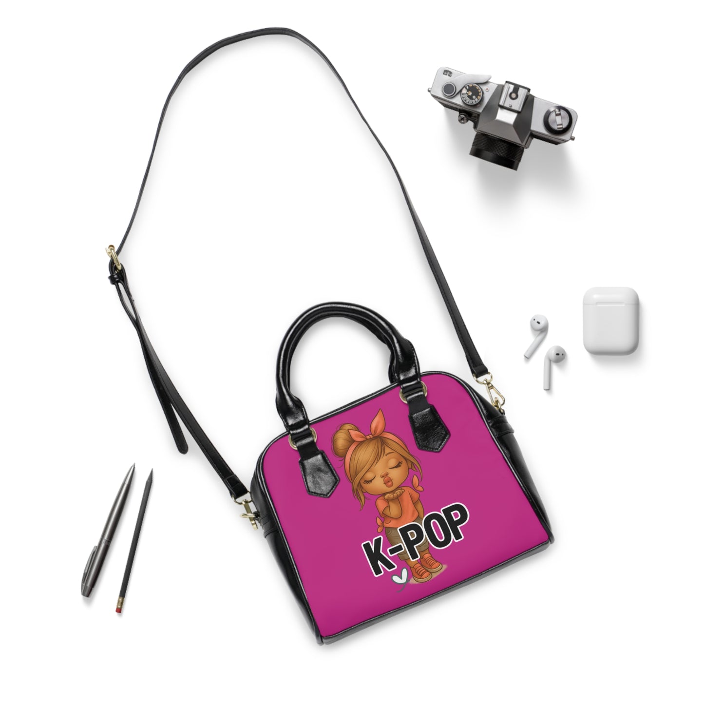 K-Pop Shoulder Handbag, Trendy Tote Bag for Music Lovers, Girls Night Out Purse, Unique Gift for K-Pop Fans, Stylish Everyday Handbag